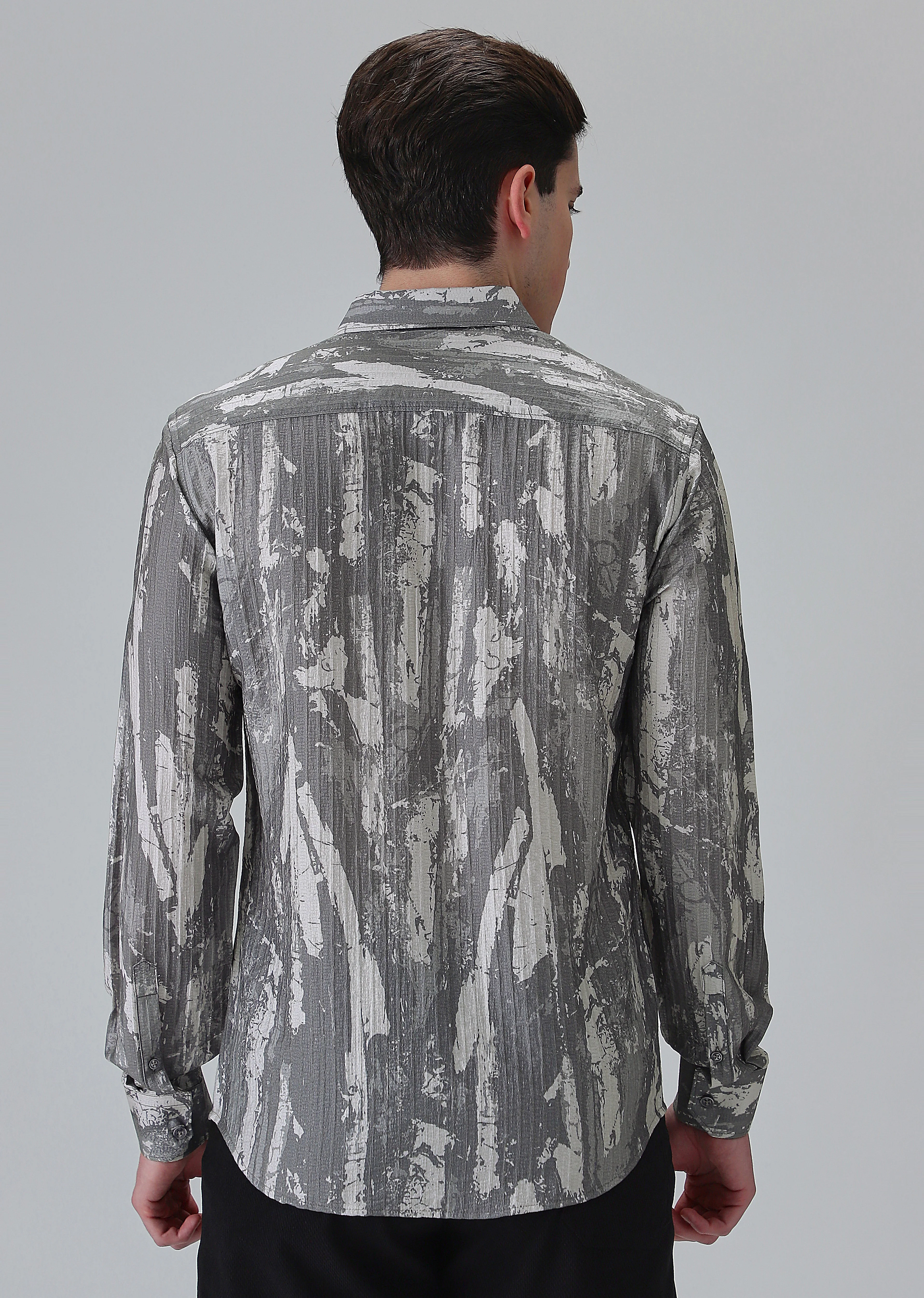 Speckled Grey Printed Shirt - Image 2