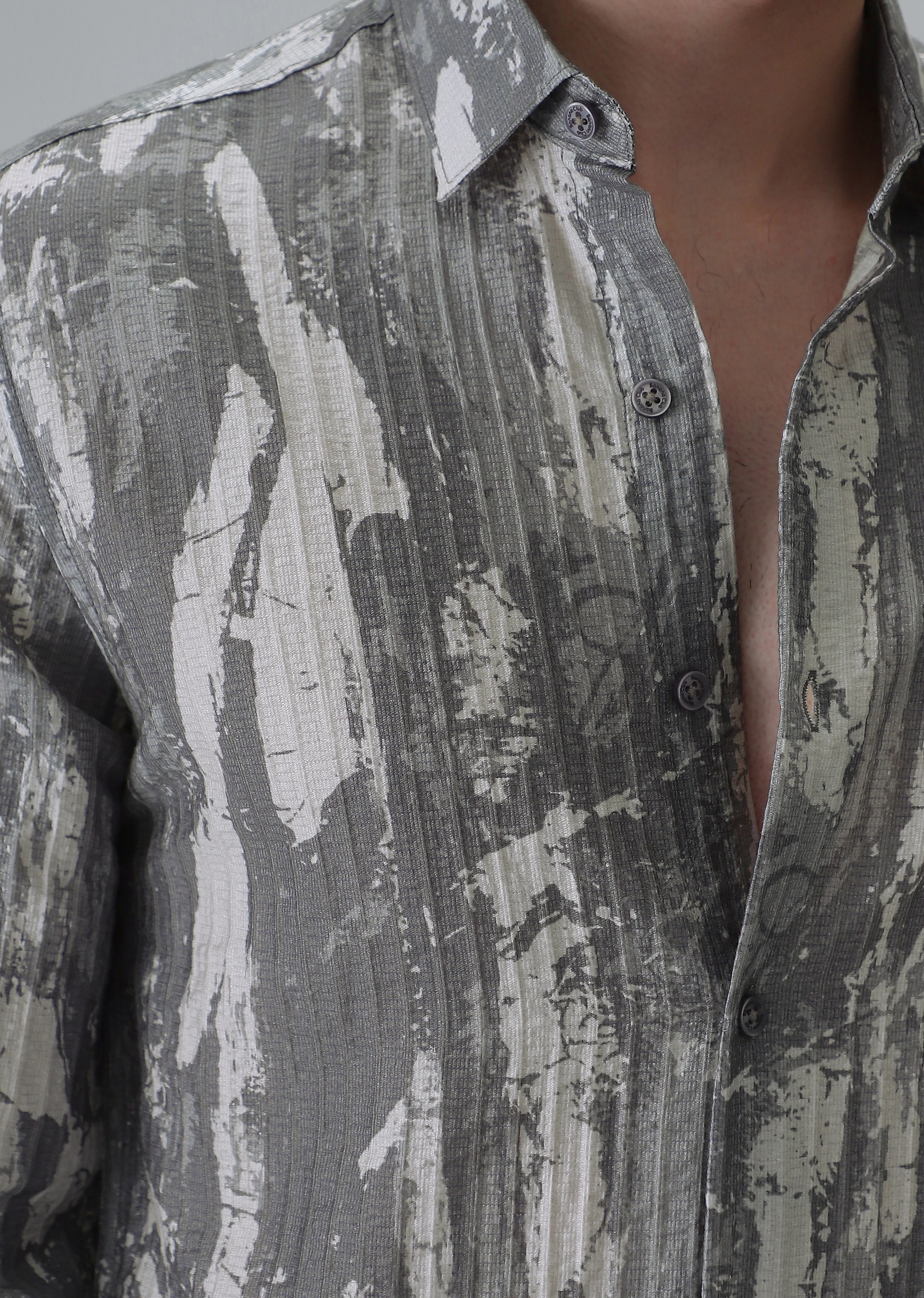 Speckled Grey Printed Shirt - Image 5