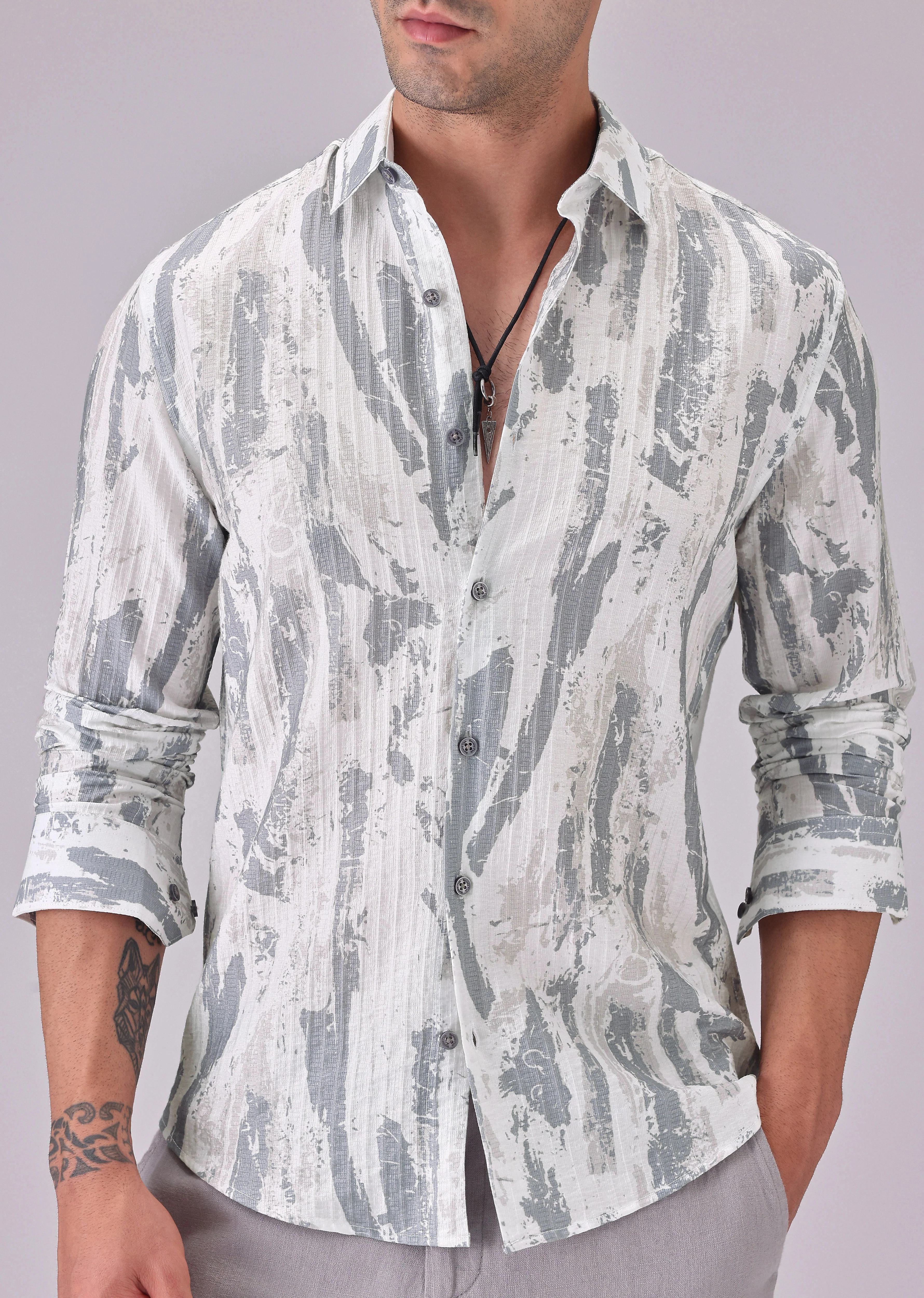 Speckled White Printed Shirt - Image 7