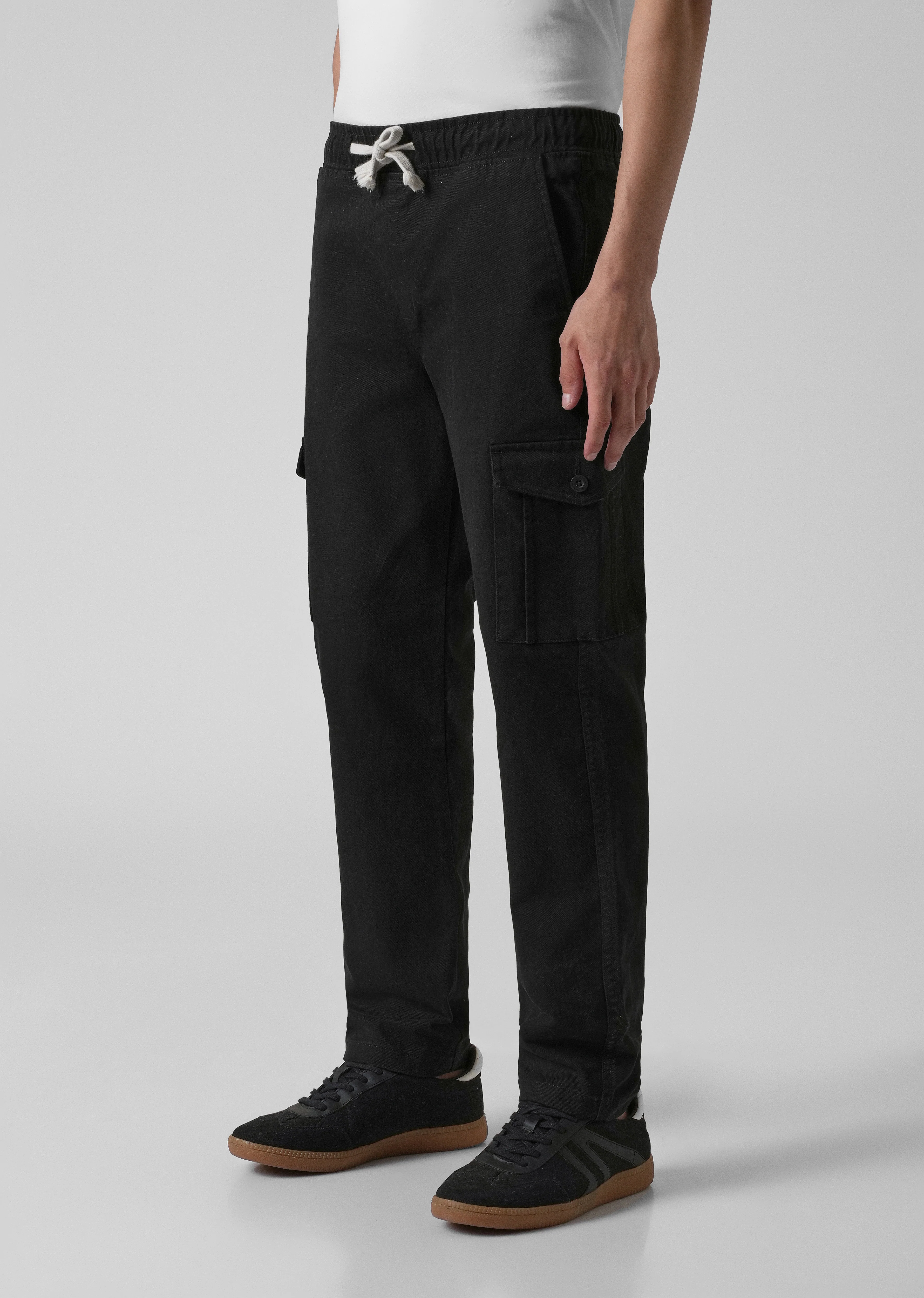 Stone Black Regular Fit Cargo Pant - Image 4
