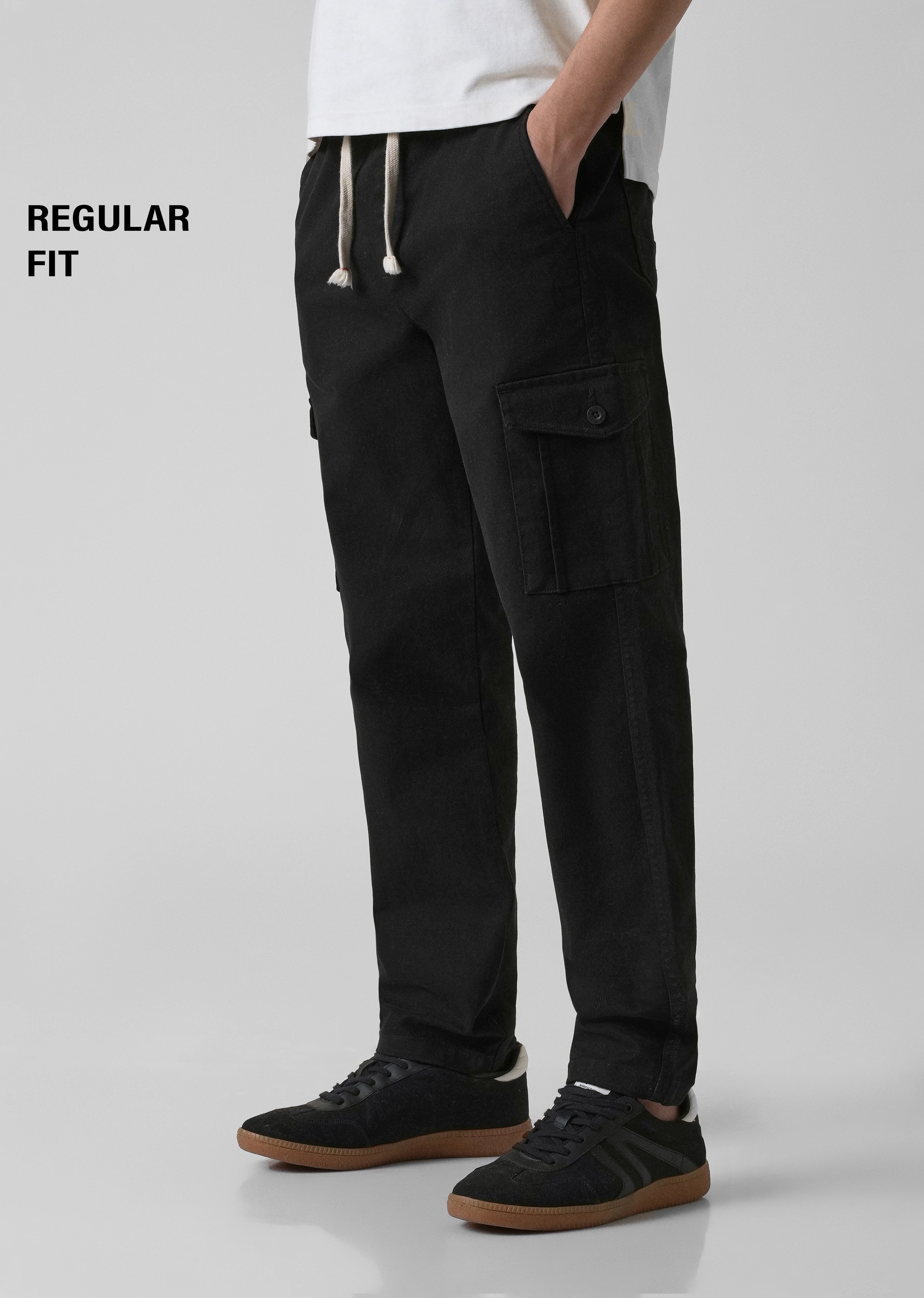 Stone Black Regular Fit Cargo Pant - Image 7