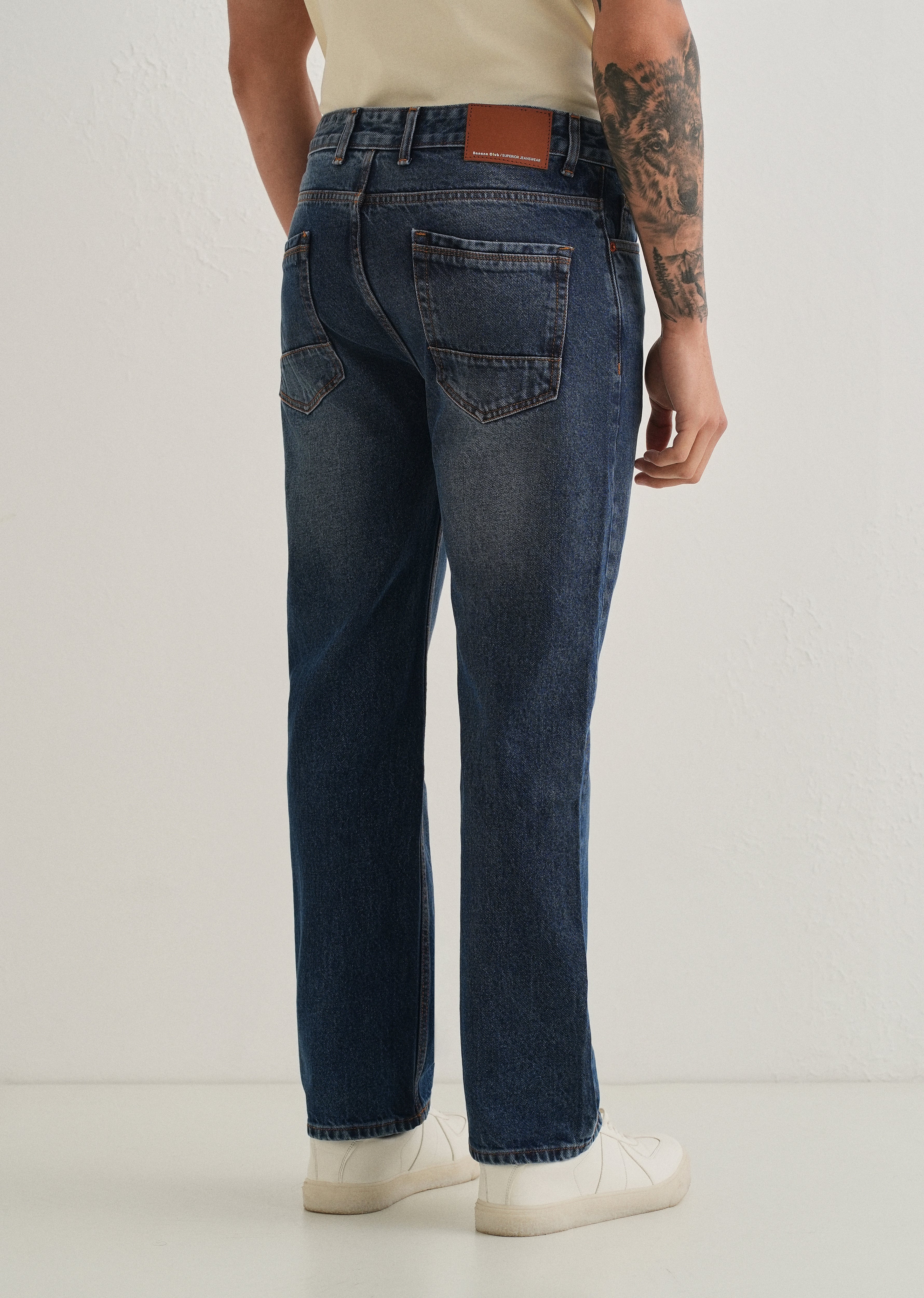 Stone Blue Distressed Straight Jeans - Image 2