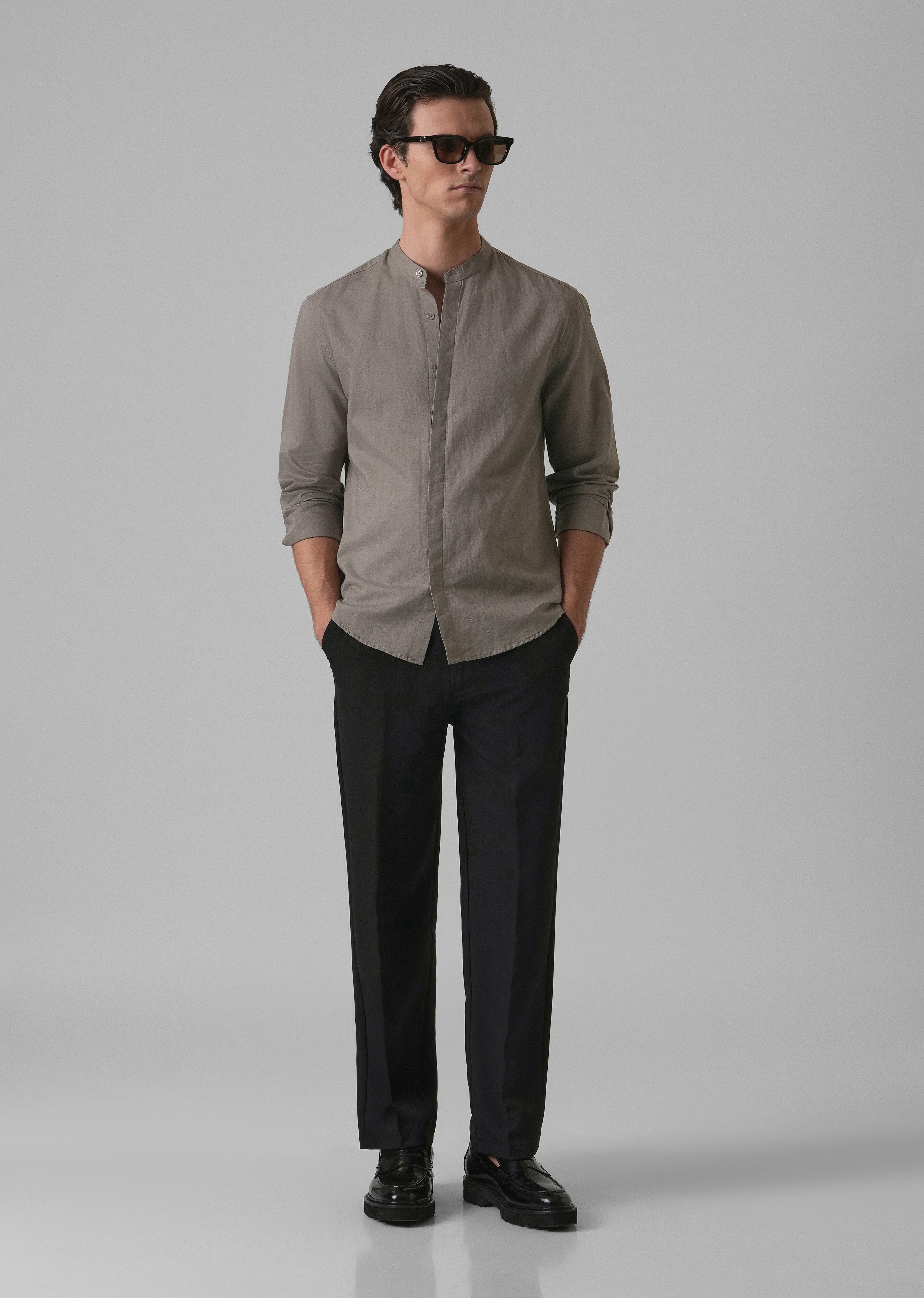 Stone Grey Cotton Linen Shirt - Image 6