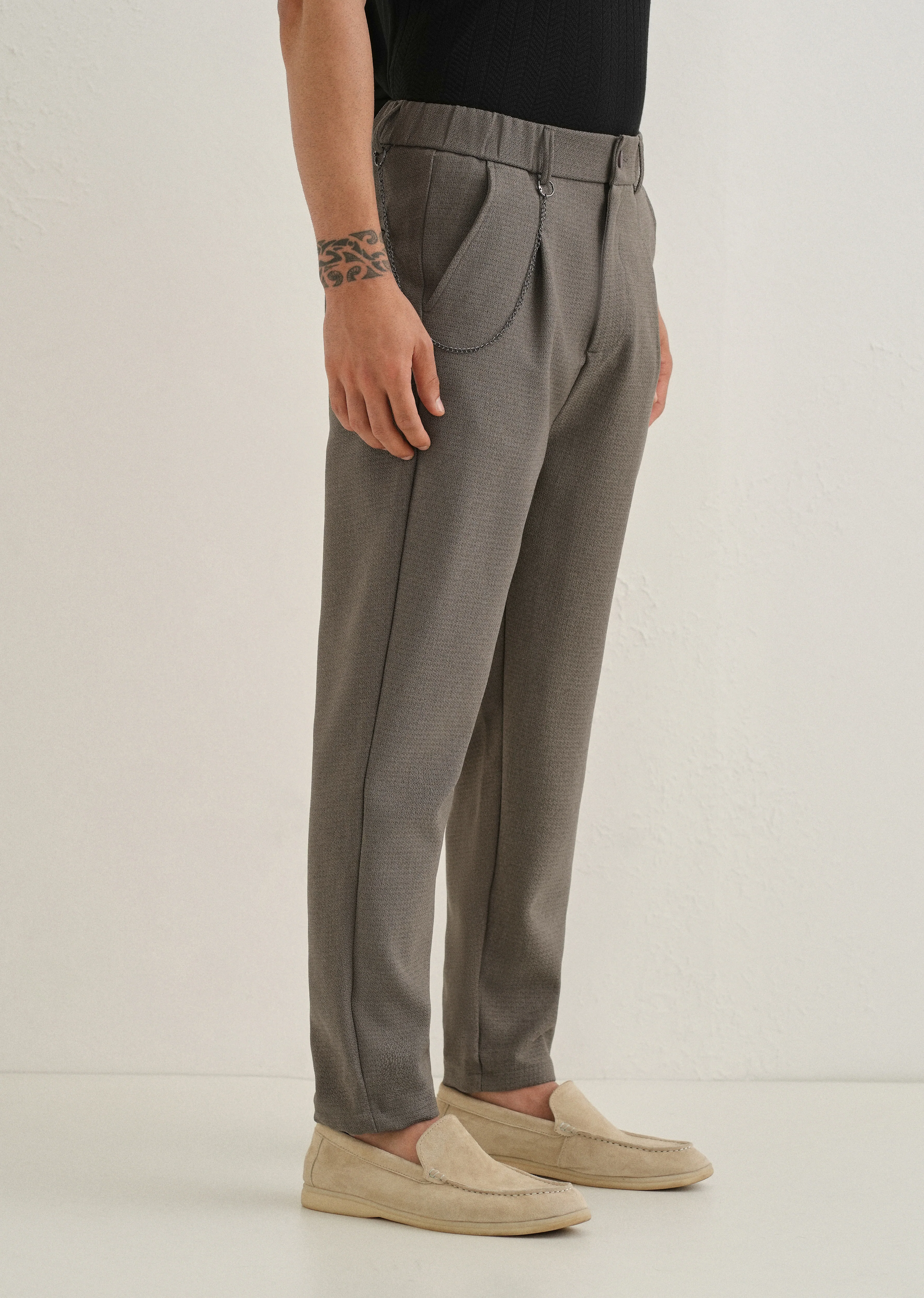 Stone Grey Textured Korean Pant - Image 4