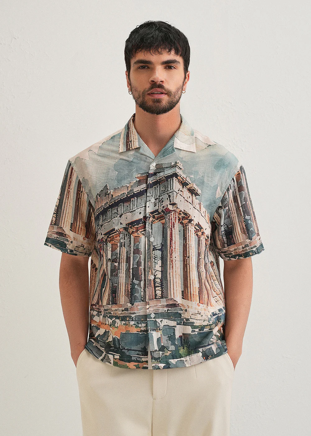 Stone Ruins Placement Print Shirt - Image 3