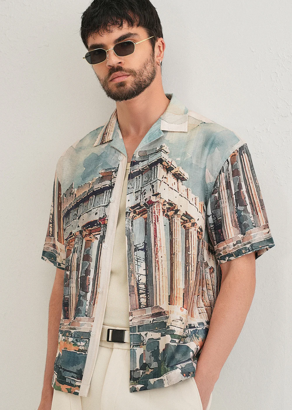 Stone Ruins Placement Print Shirt - Image 7