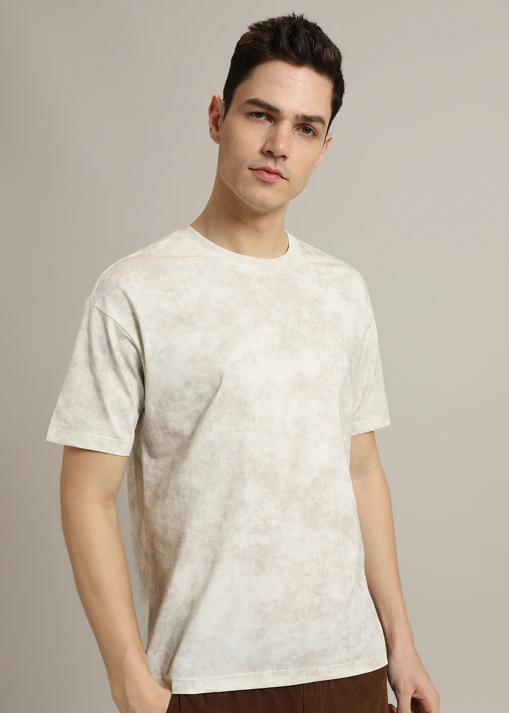 Stone Wash Plain Crew Neck T-Shirt - Image 3