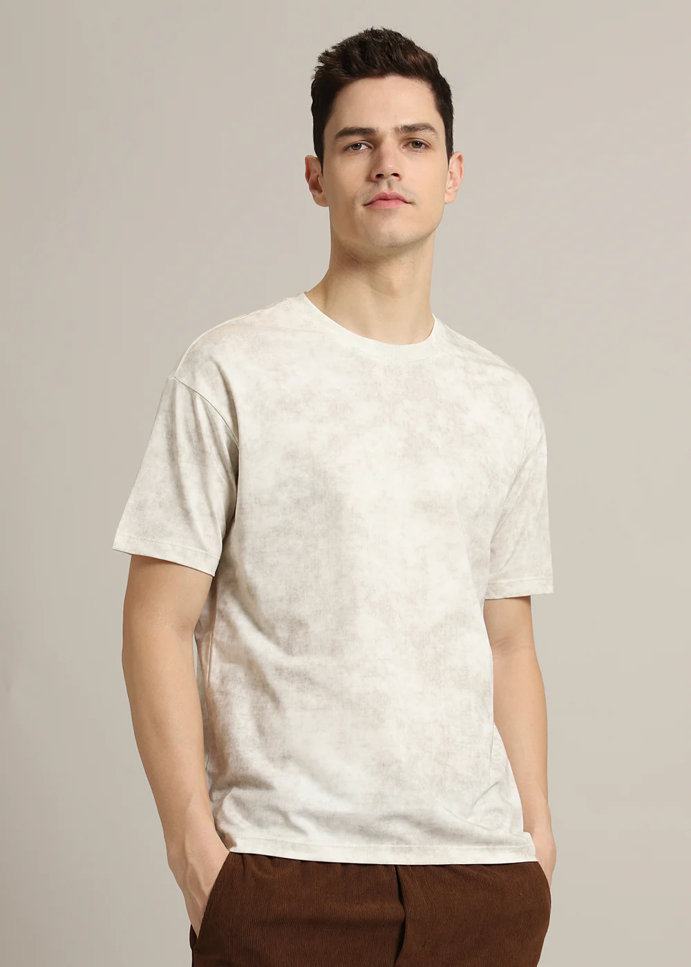 Stone Wash Plain Crew Neck T-Shirt - Image 5