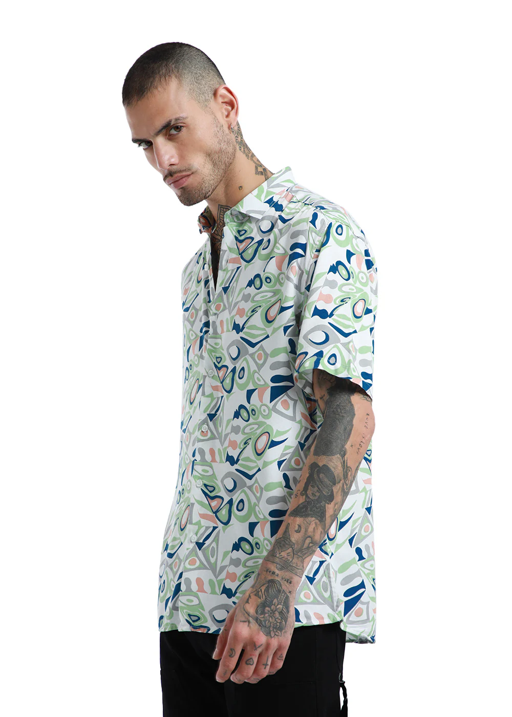 Streaked Abstract Print half sleeve shirt - Image 3