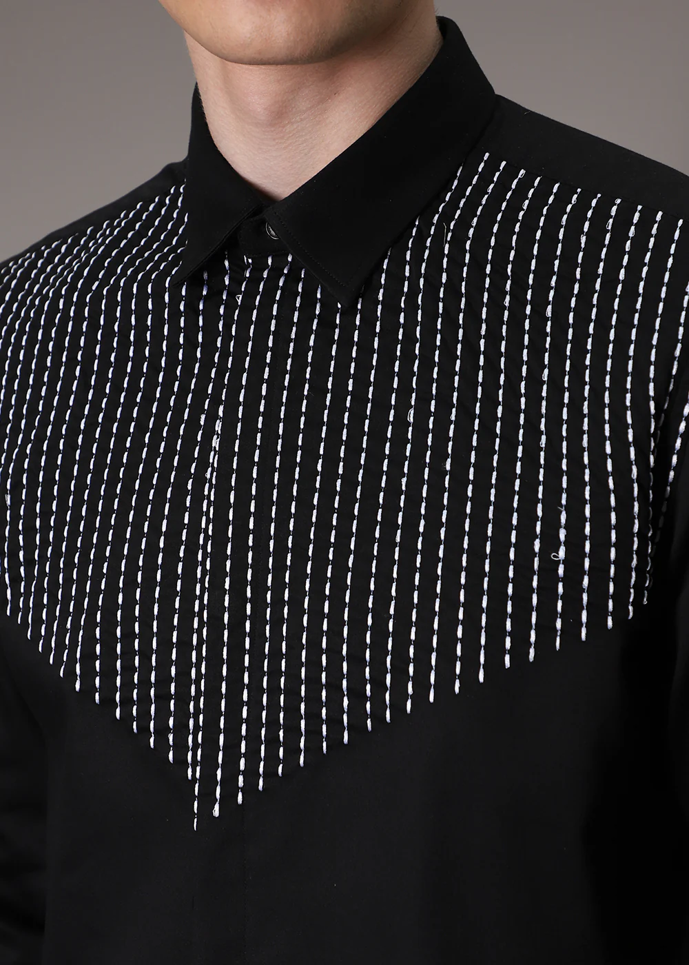 Stride Needle Work Black Designer Shirt - Image 2