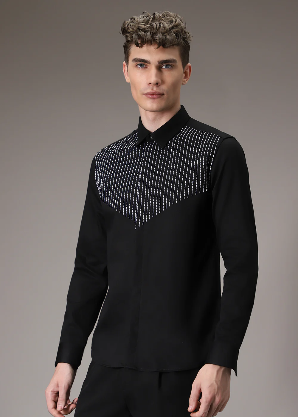 Stride Needle Work Black Designer Shirt - Image 5