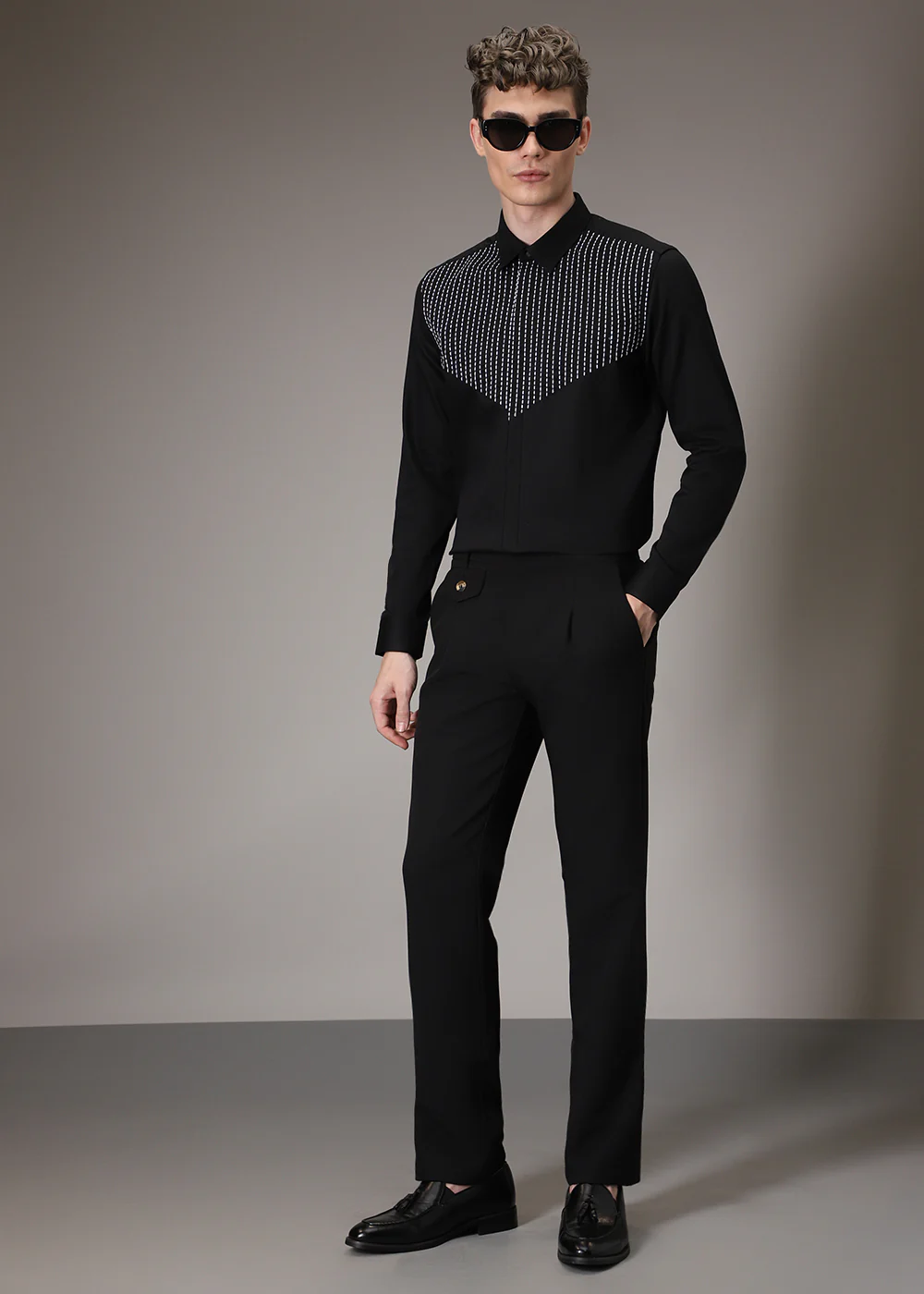 Stride Needle Work Black Designer Shirt - Image 6