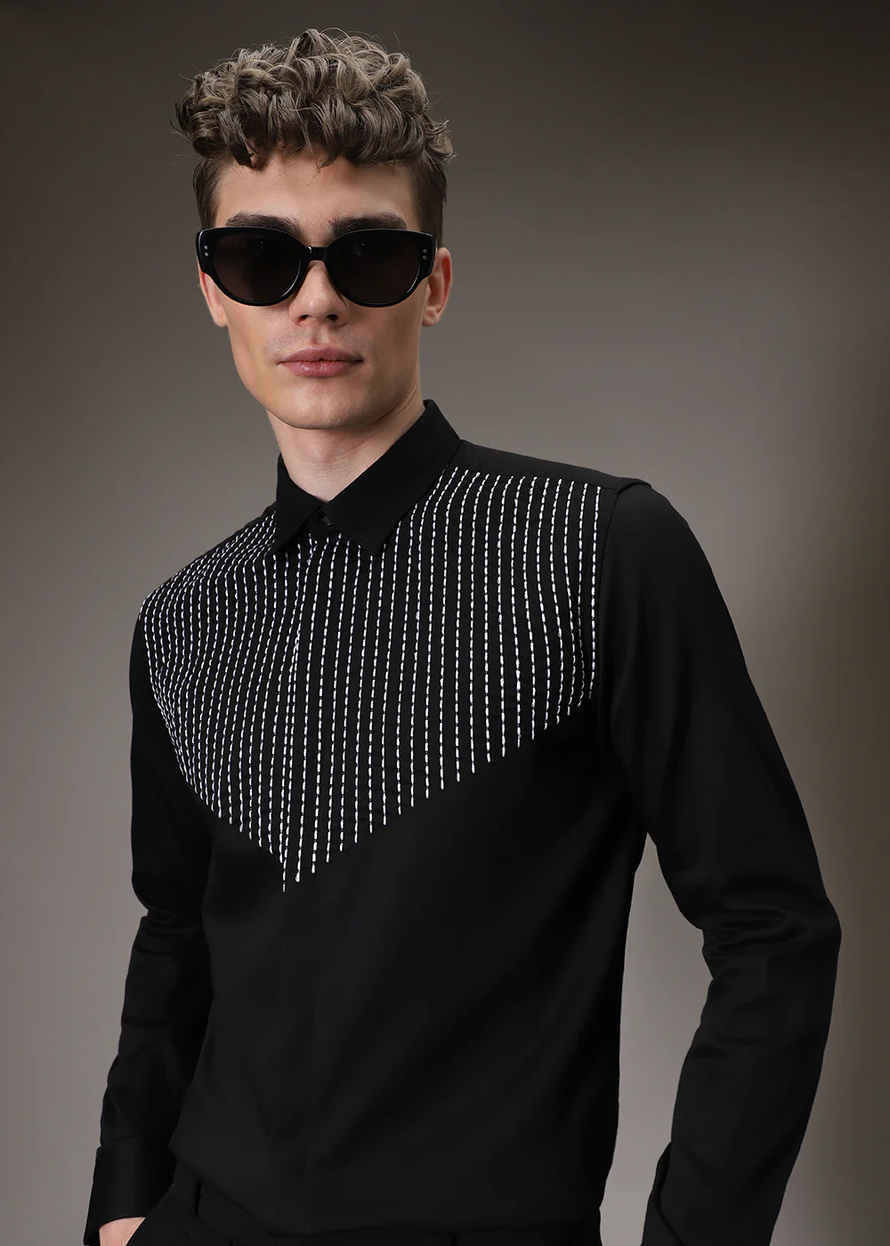 Stride Needle Work Black Designer Shirt - Image 7