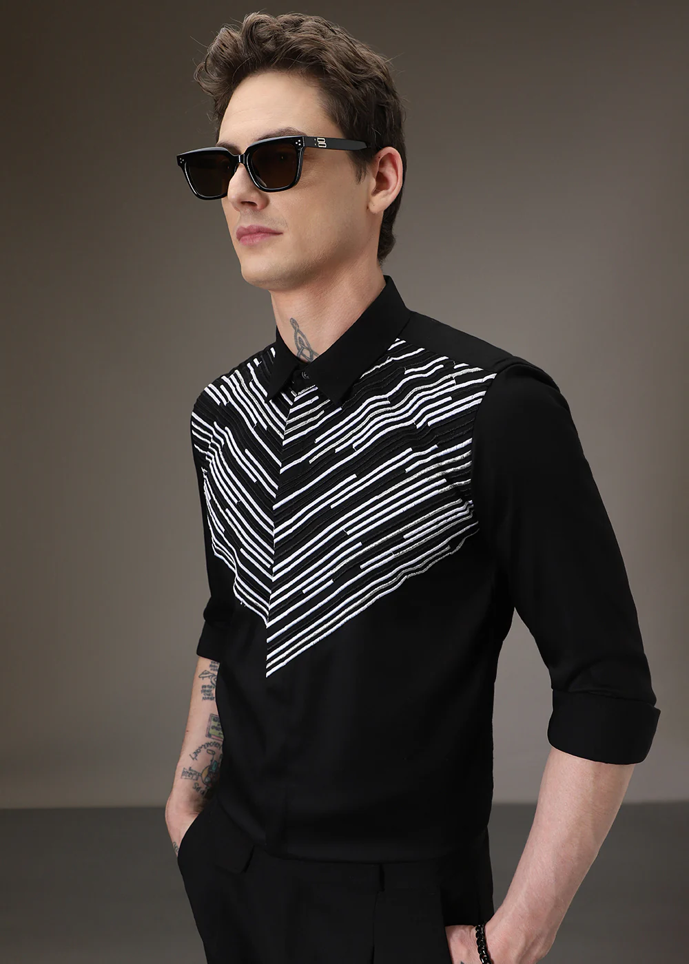 Strike Needle Work Black Designer Shirt - Image 2