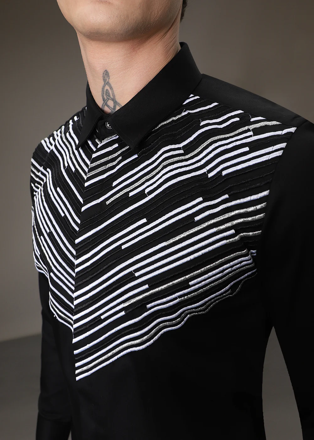 Strike Needle Work Black Designer Shirt - Image 3