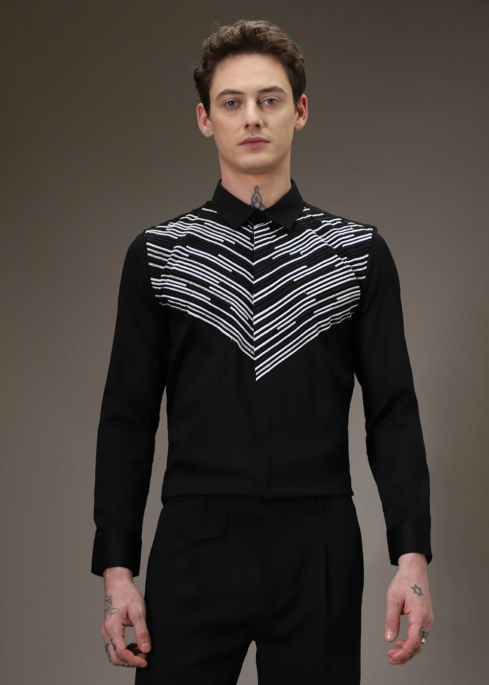 Strike Needle Work Black Designer Shirt - Image 4