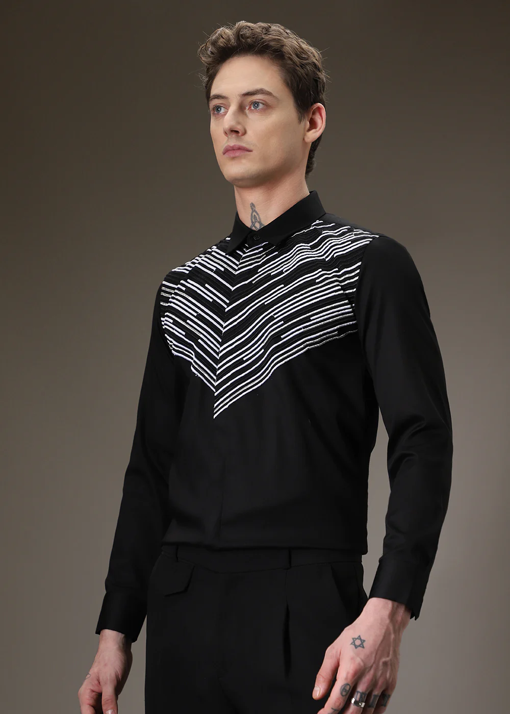 Strike Needle Work Black Designer Shirt - Image 5