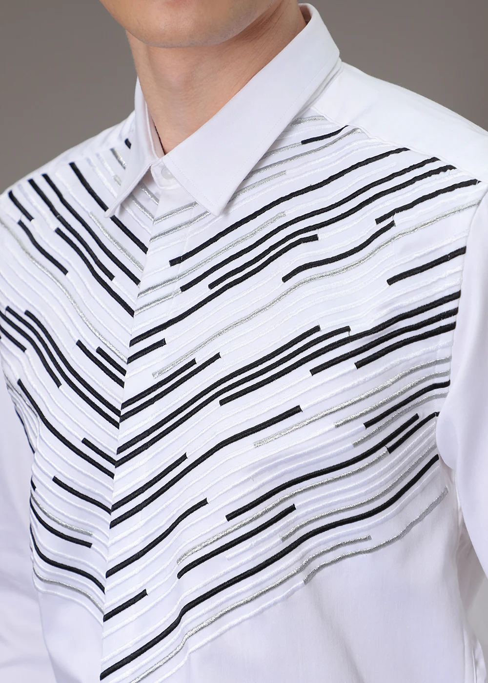 Strike Needle Work White Designer Shirt - Image 2