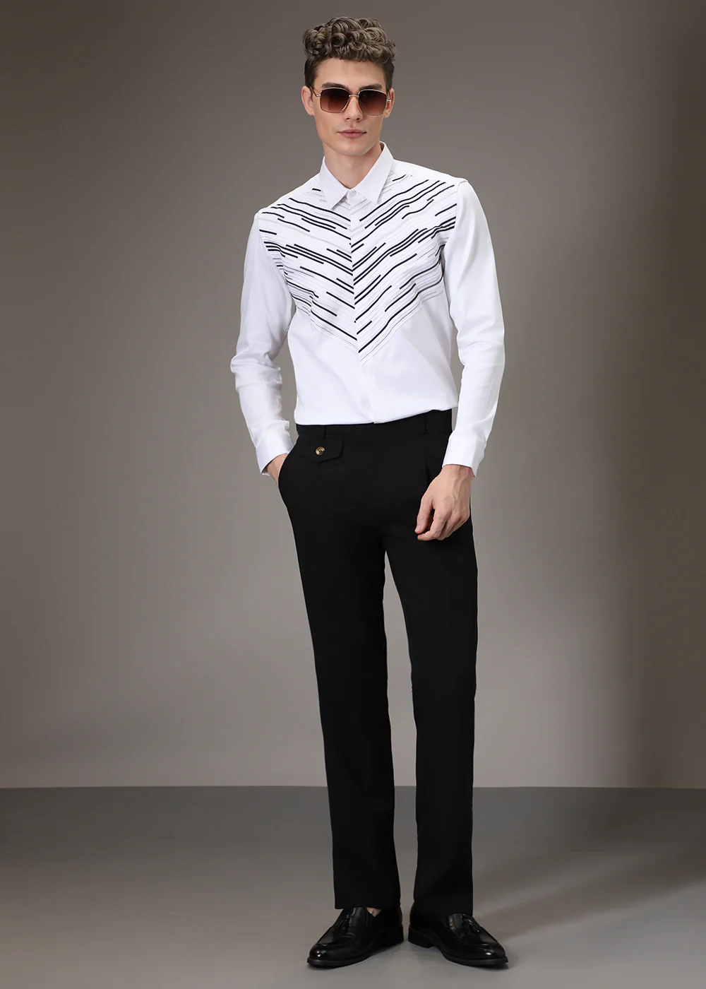 Strike Needle Work White Designer Shirt - Image 5