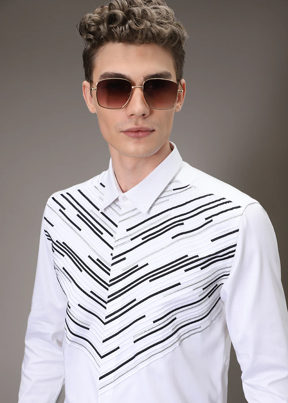 Strike Needle Work White Designer Shirt - Image 6