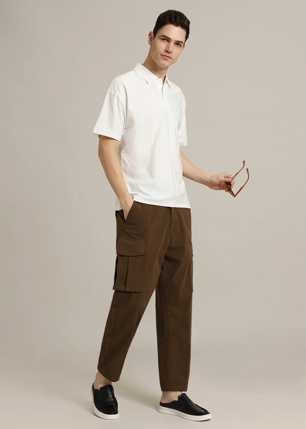 Striped White Plain Polo T-Shirt - Image 7
