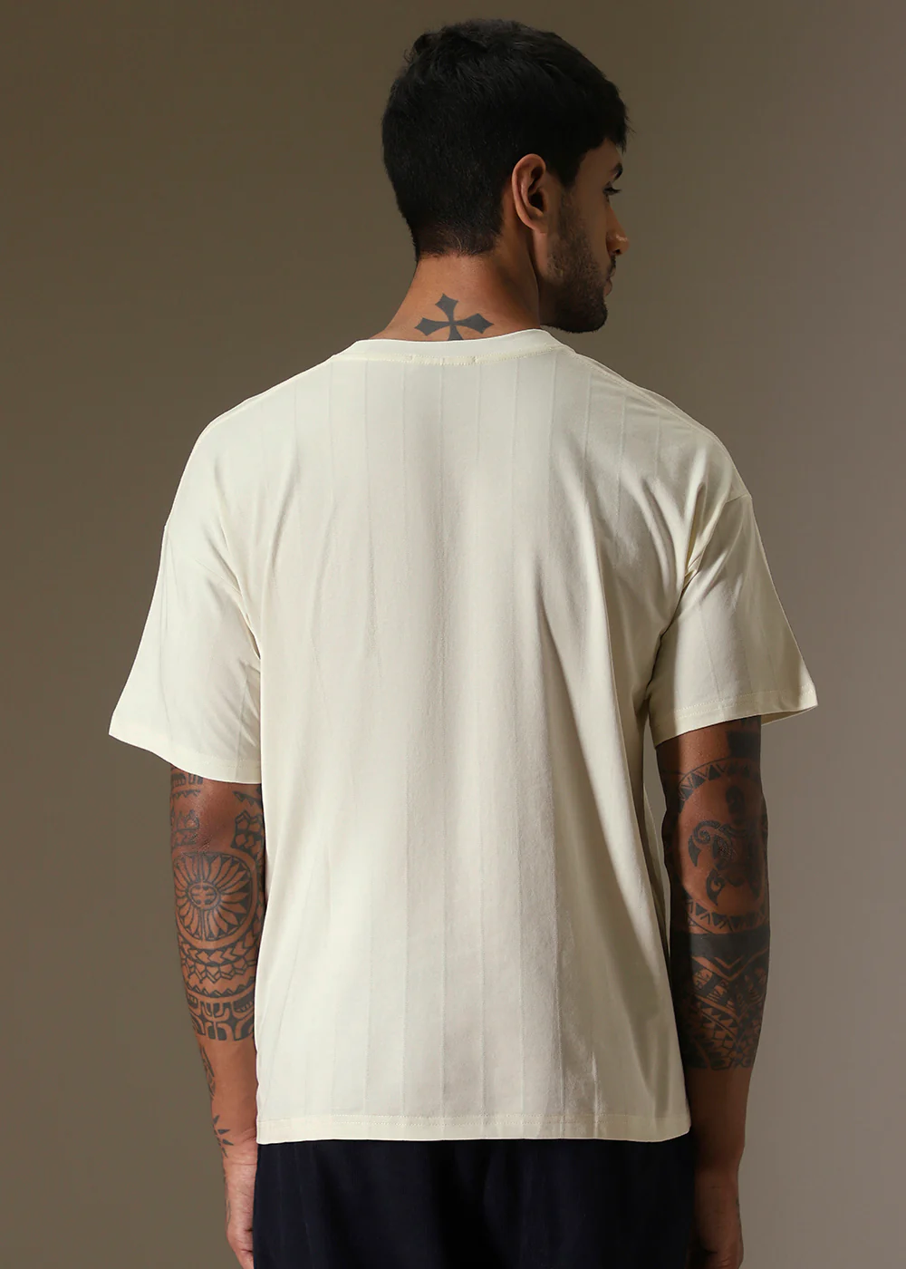 Striped Off White Oversized T-shirt - Image 4