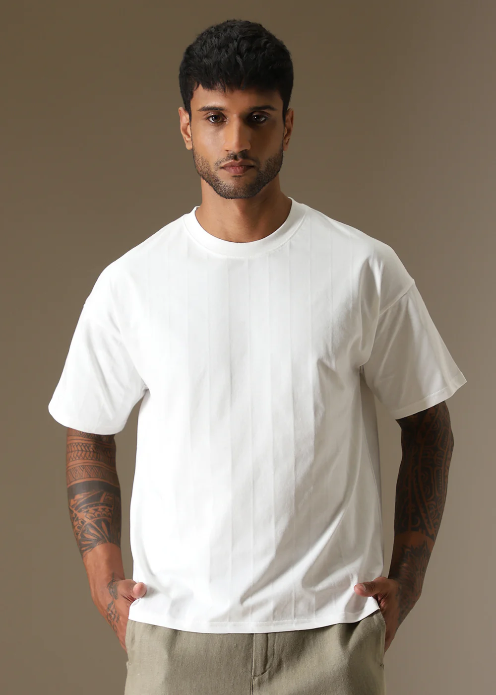 Striped White Oversized T-shirt - Image 3