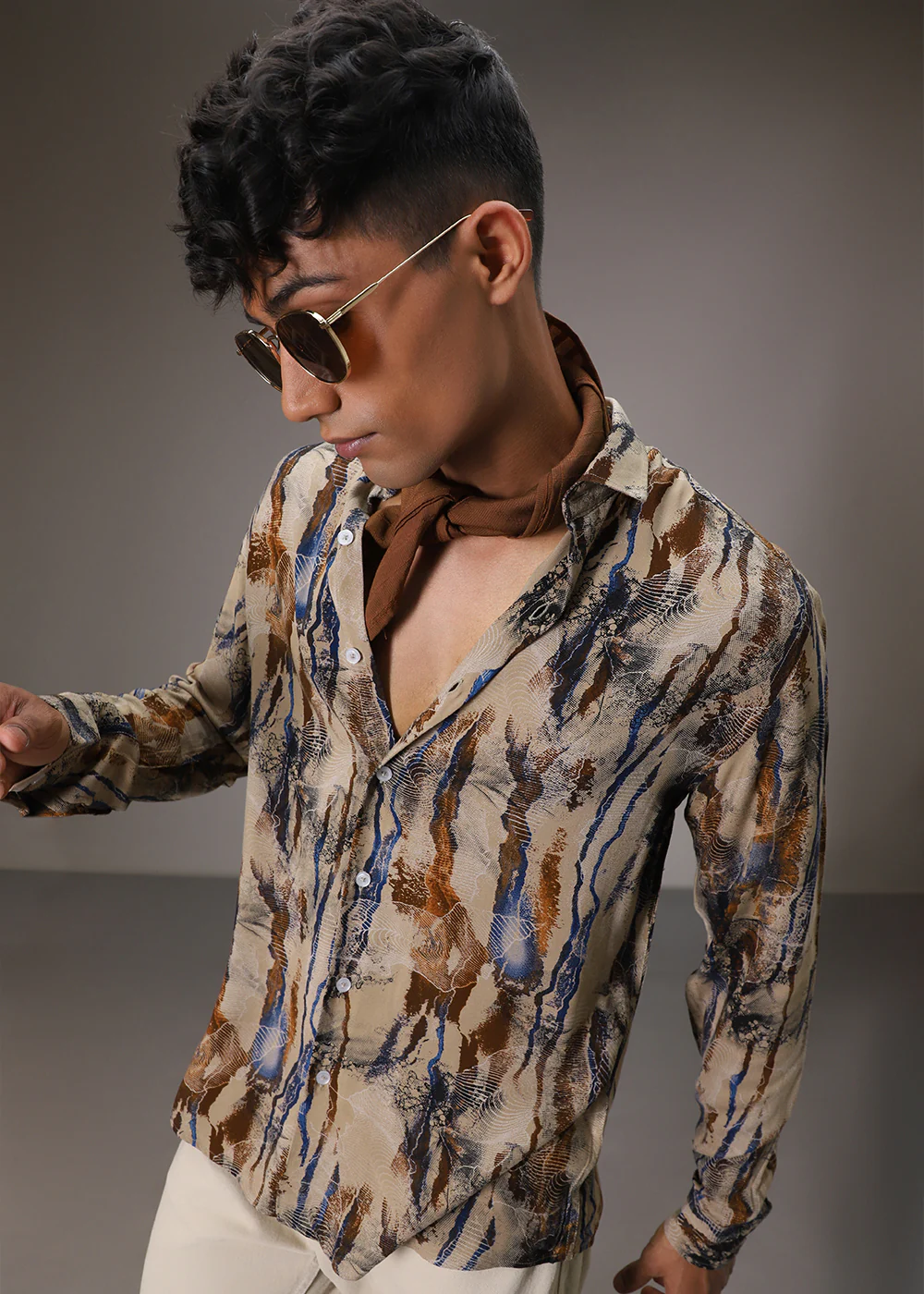 Stroke Fusion Tan Feather Shirt - Image 3
