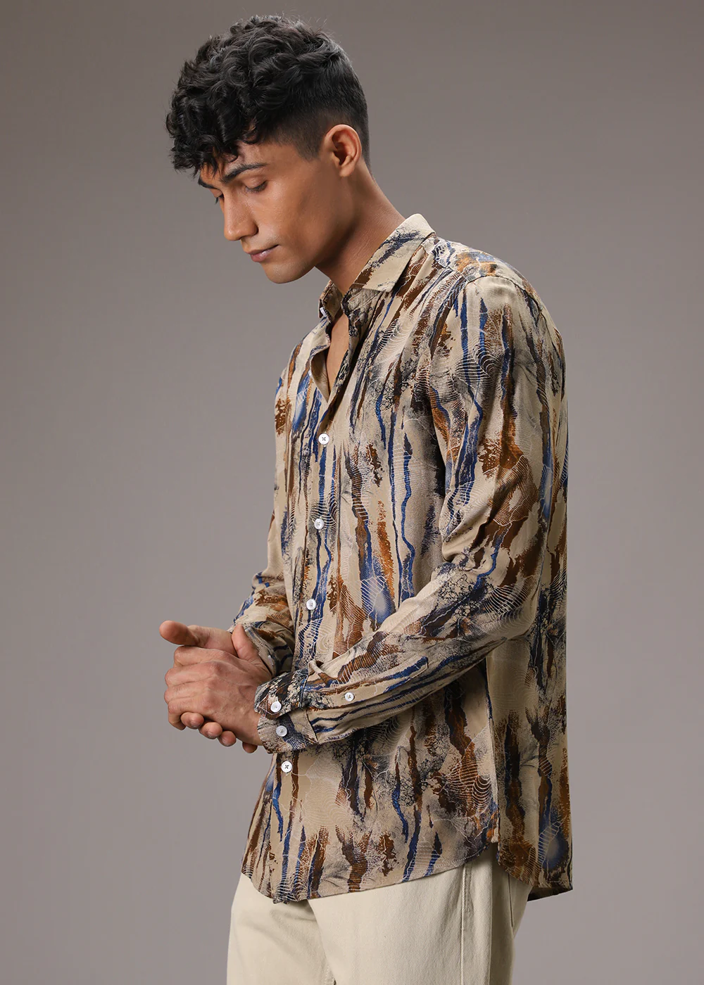 Stroke Fusion Tan Feather Shirt - Image 4