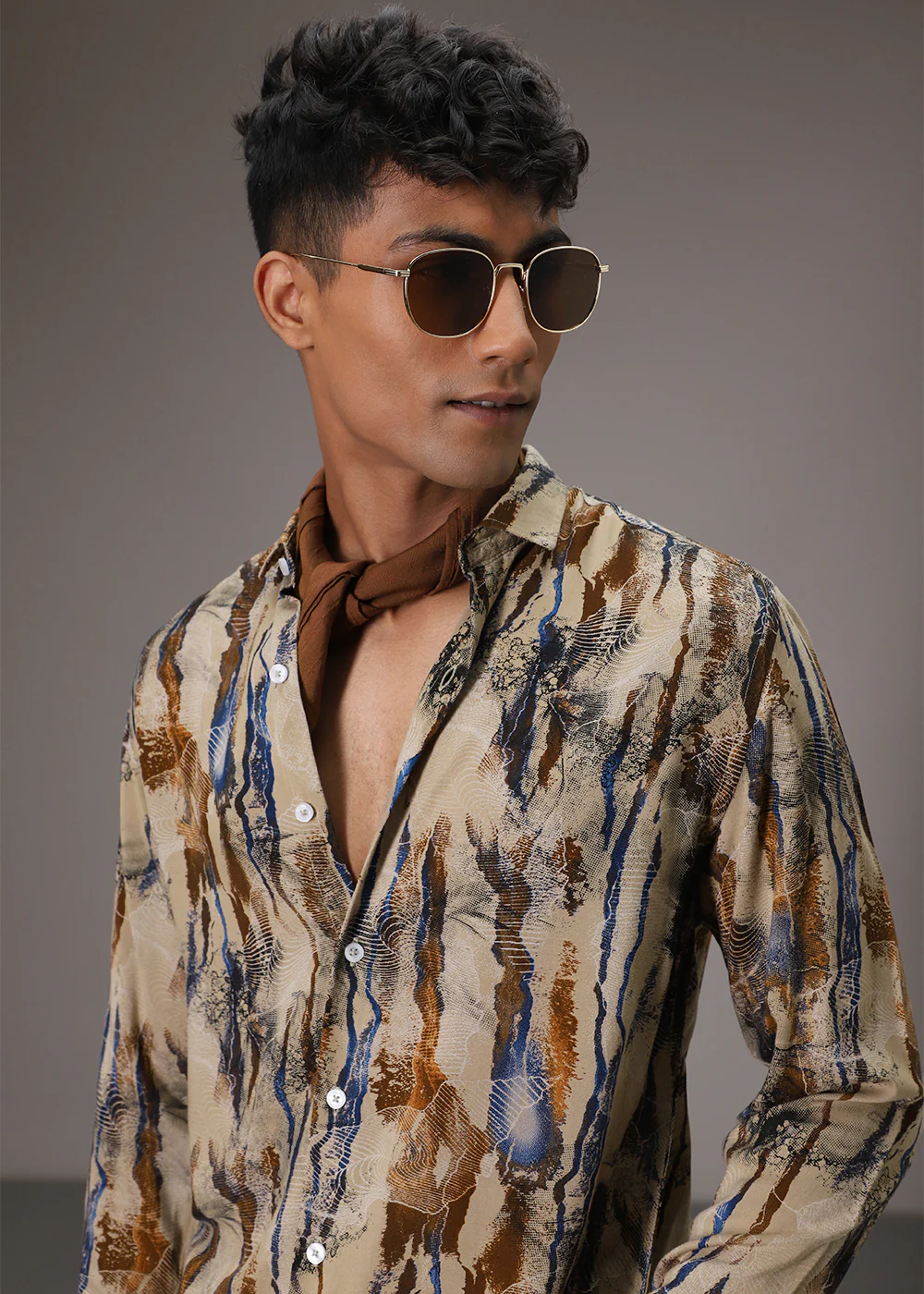 Stroke Fusion Tan Feather Shirt - Image 5