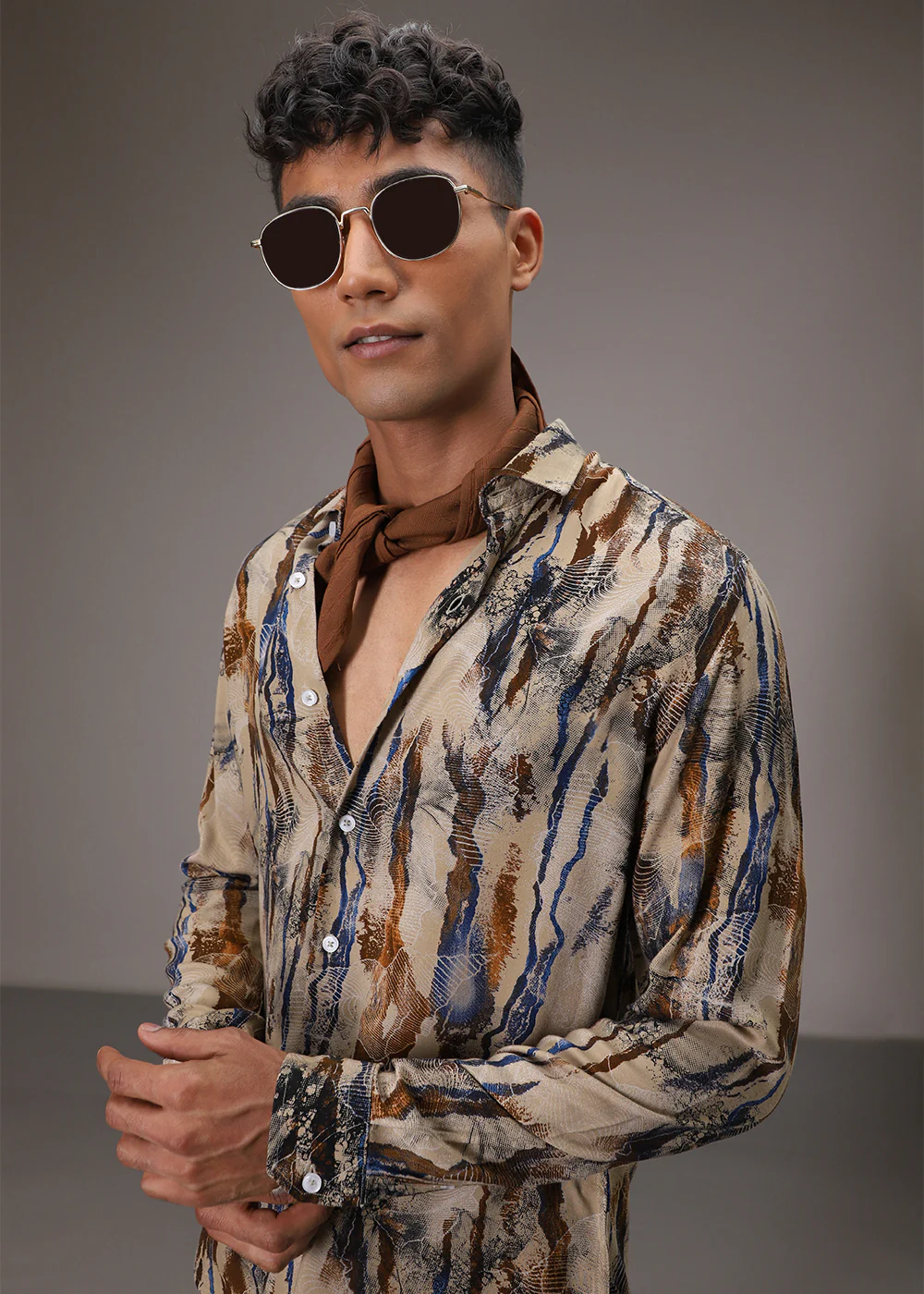 Stroke Fusion Tan Feather Shirt - Image 6
