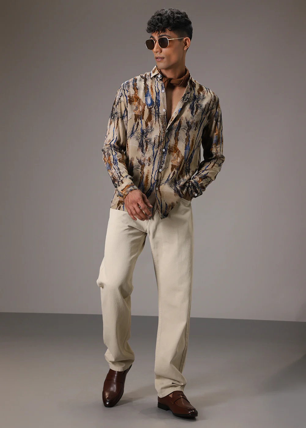 Stroke Fusion Tan Feather Shirt - Image 7