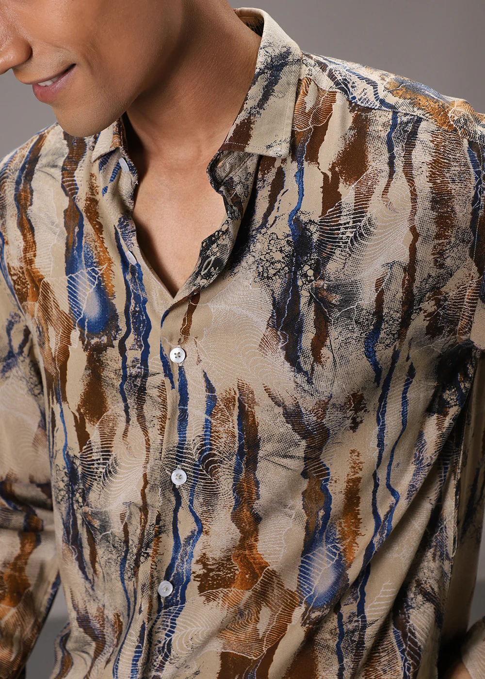 Stroke Fusion Tan Feather Shirt - Image 8