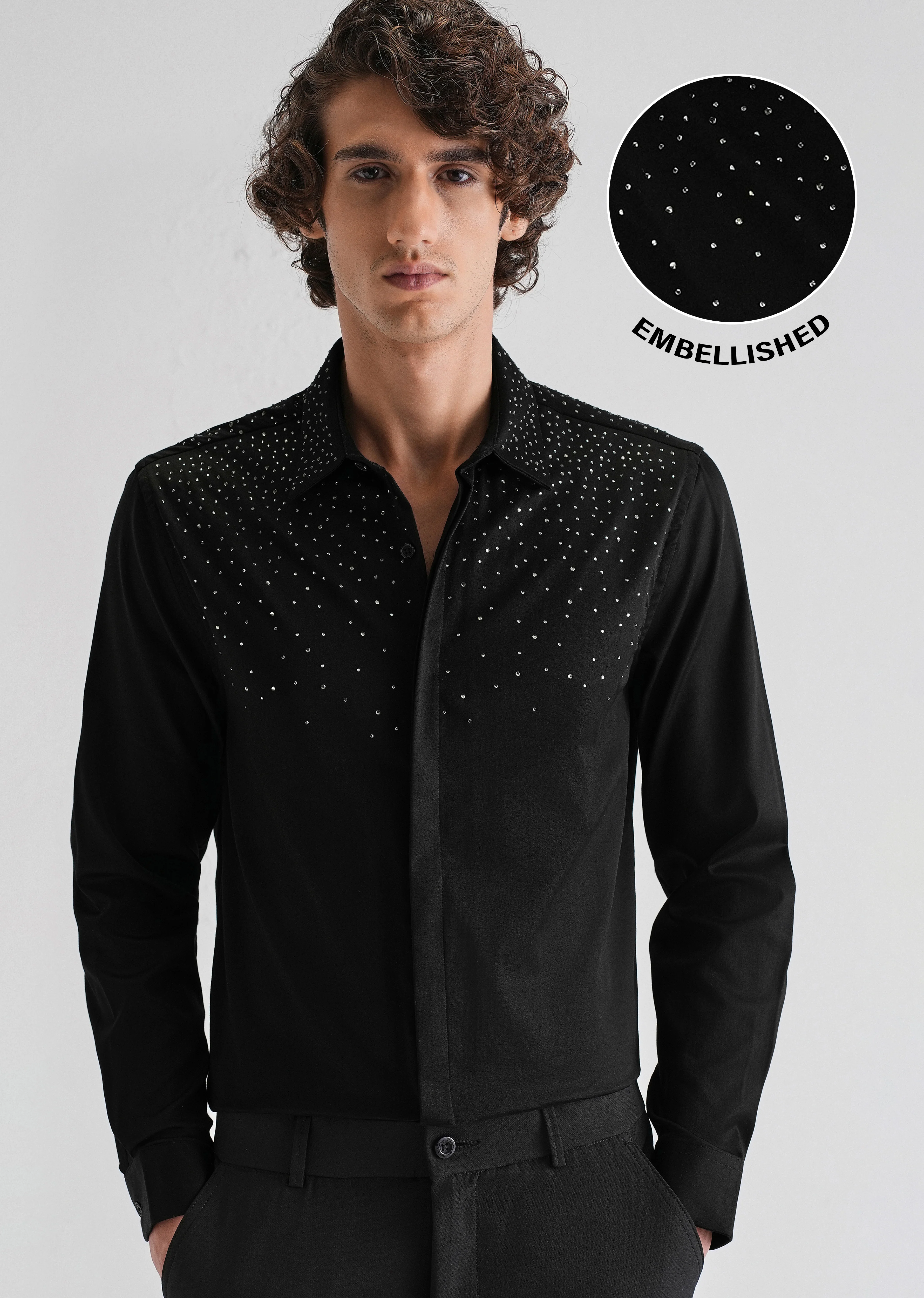Stud Black Designer Shirt - Image 8
