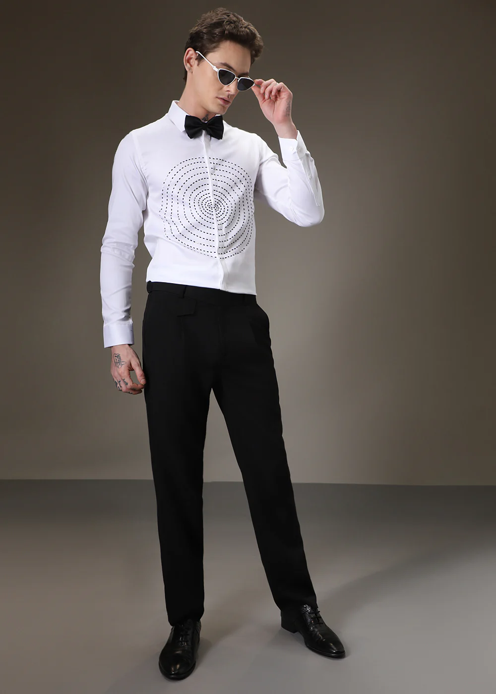 Stud Circle Eleganza White Designer Shirt - Image 6