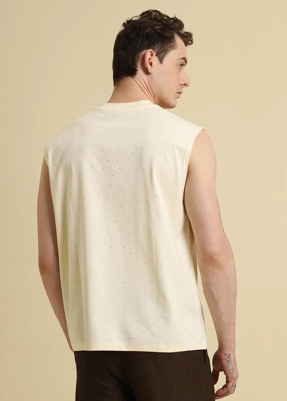 Stud Embellished Cream Tank - Image 4