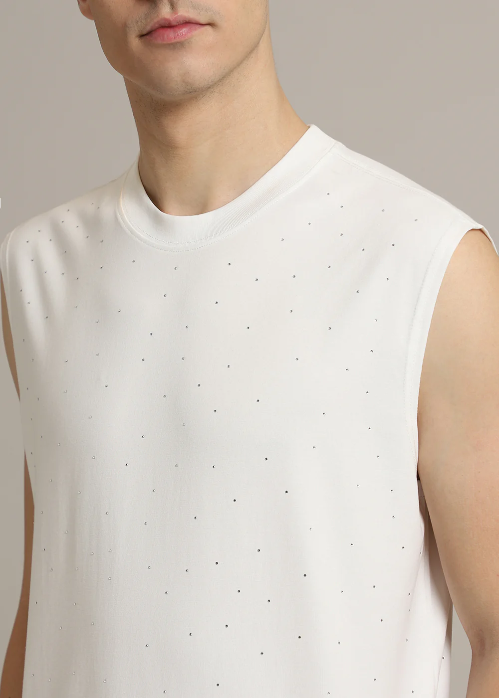 Stud Embellished White Tank - Image 2