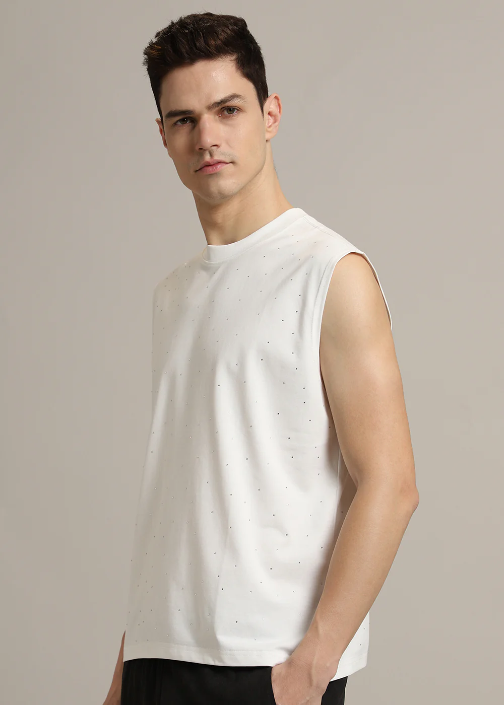 Stud Embellished White Tank - Image 5