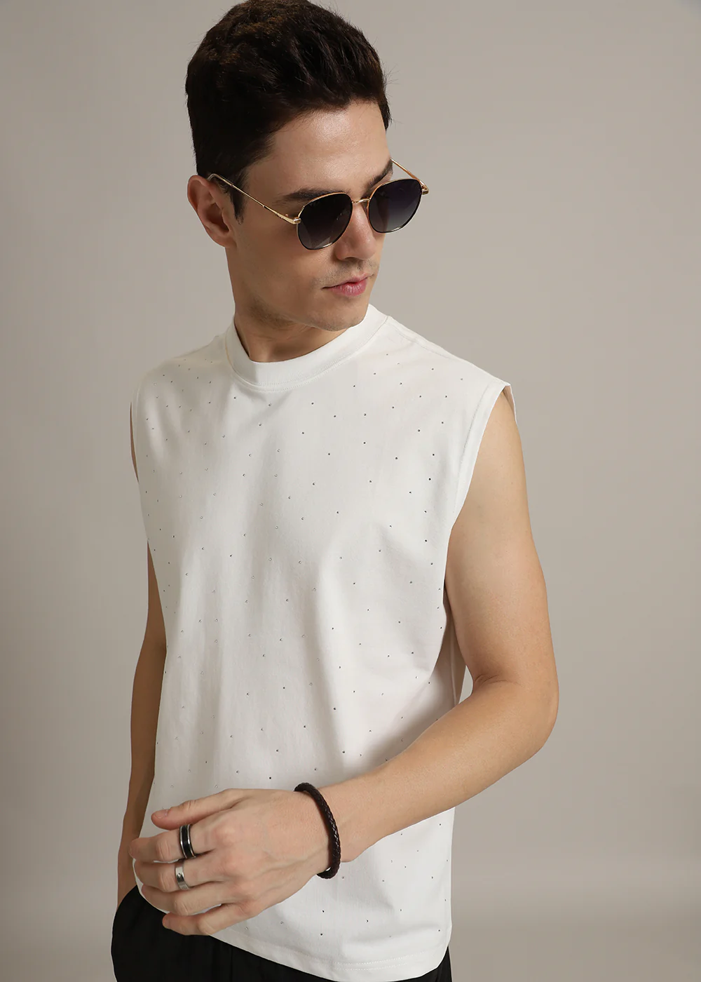 Stud Embellished White Tank - Image 8