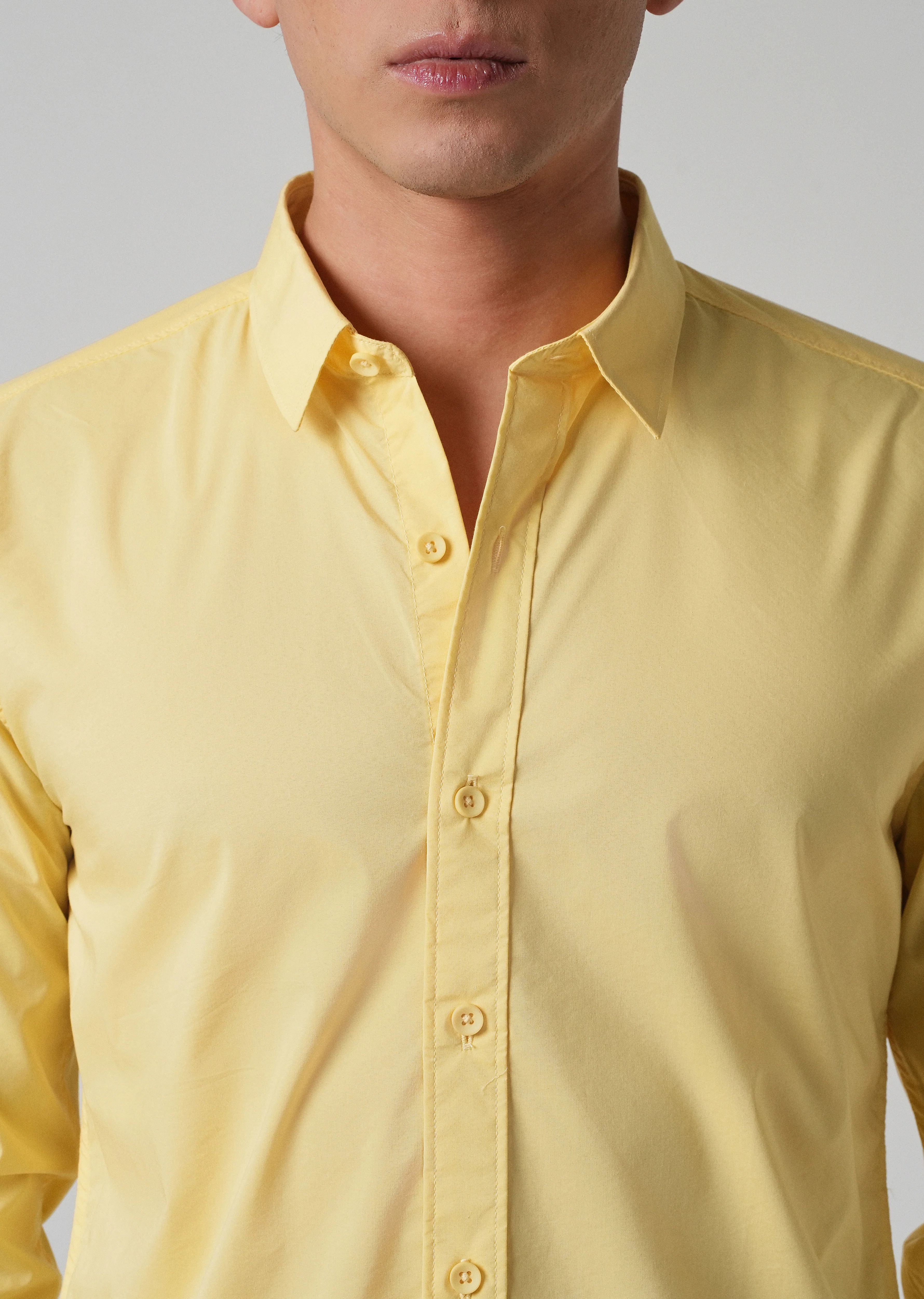 Sunlit Yellow Plain Blended Cotton Shirt - Image 5