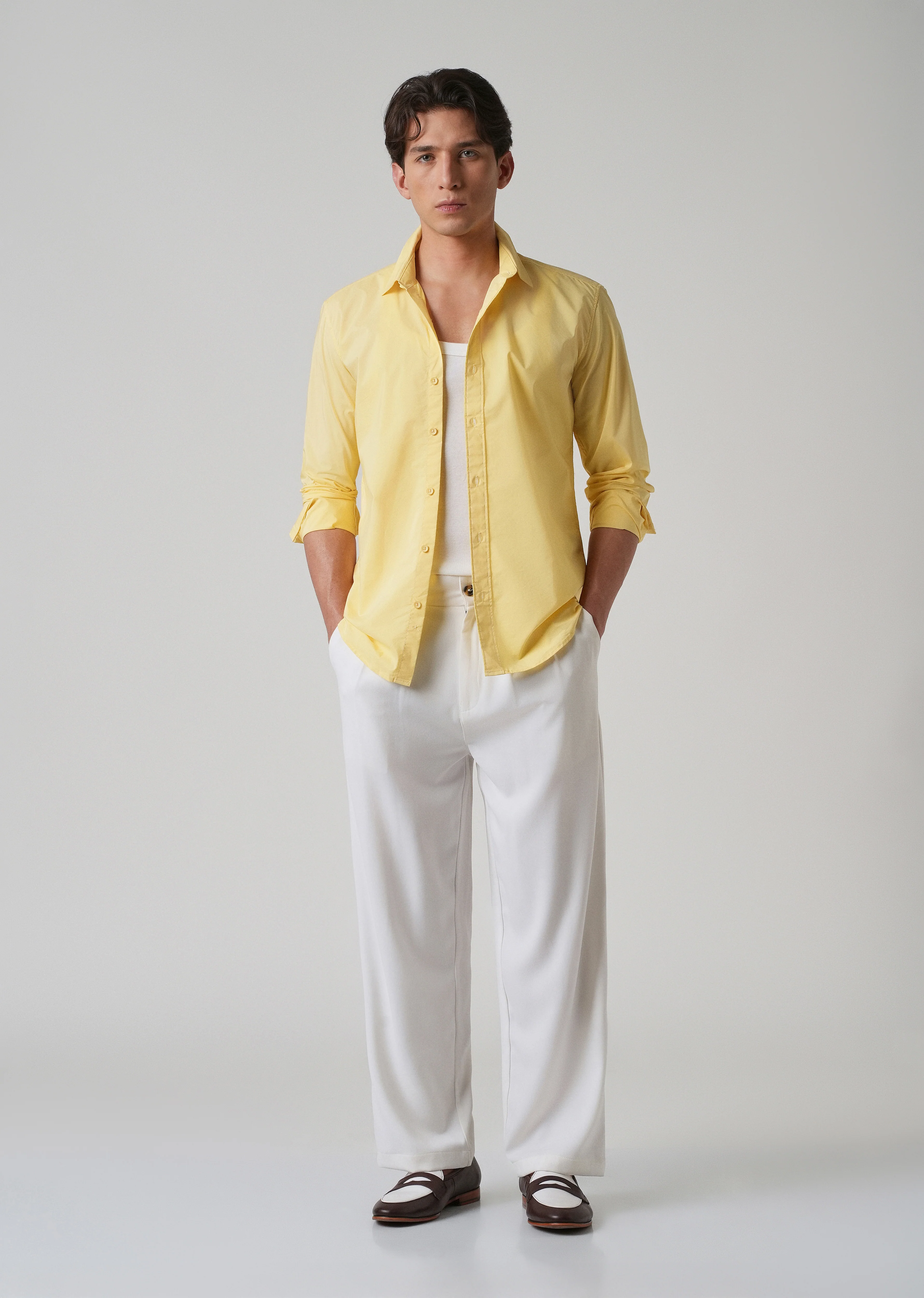 Sunlit Yellow Plain Blended Cotton Shirt - Image 6