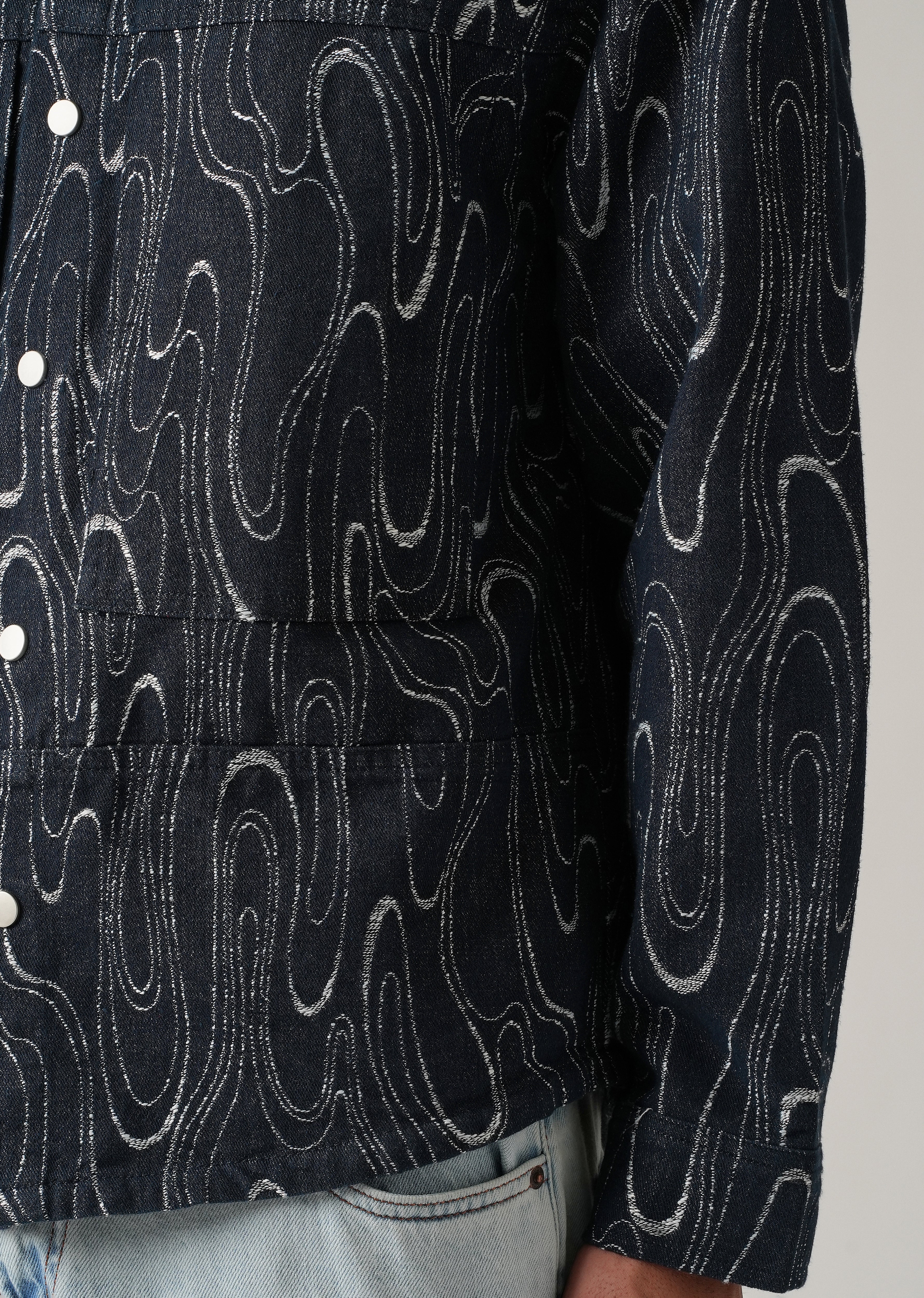Swirl Denim Jacquard Jacket - Image 5