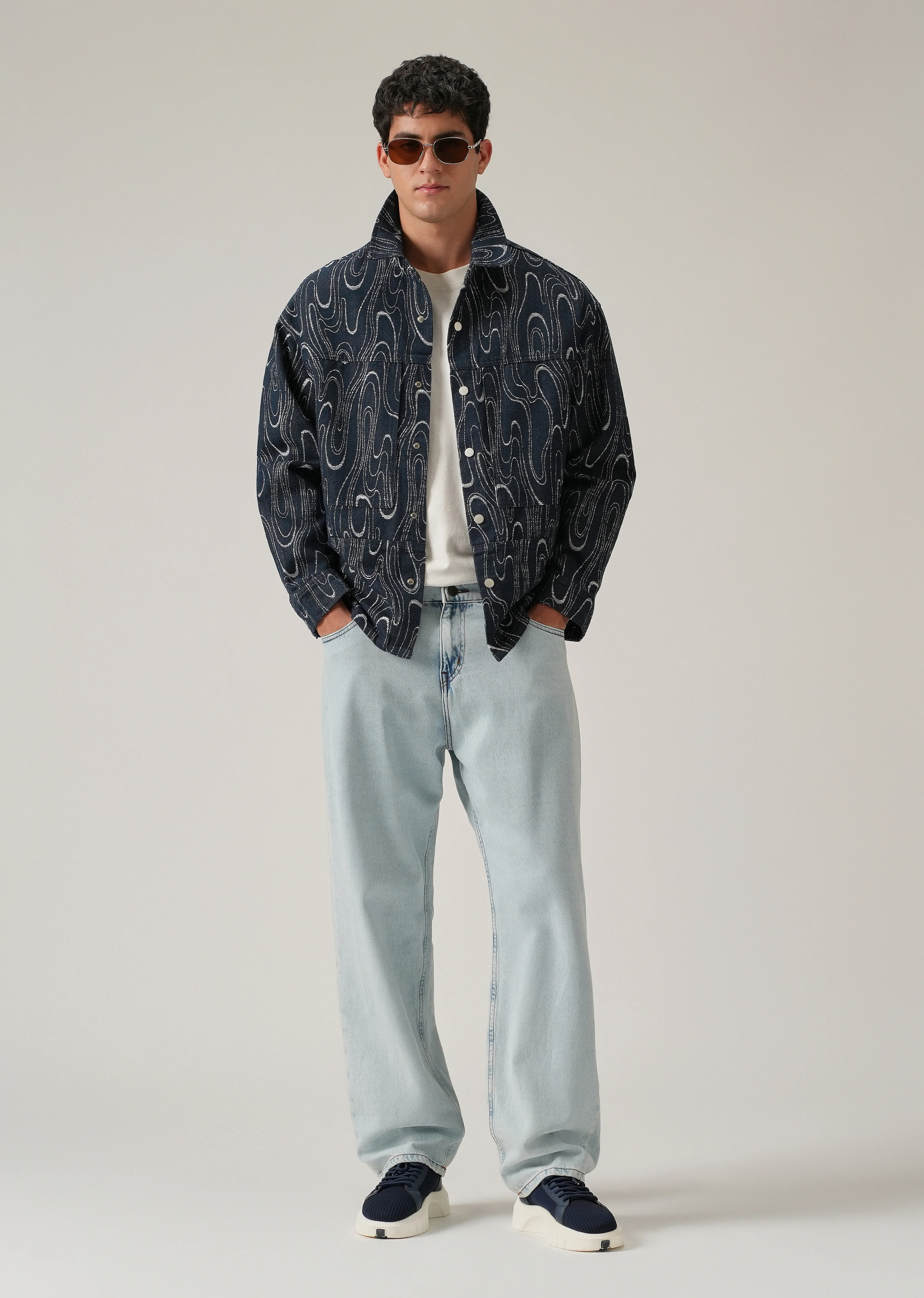 Swirl Denim Jacquard Jacket - Image 6