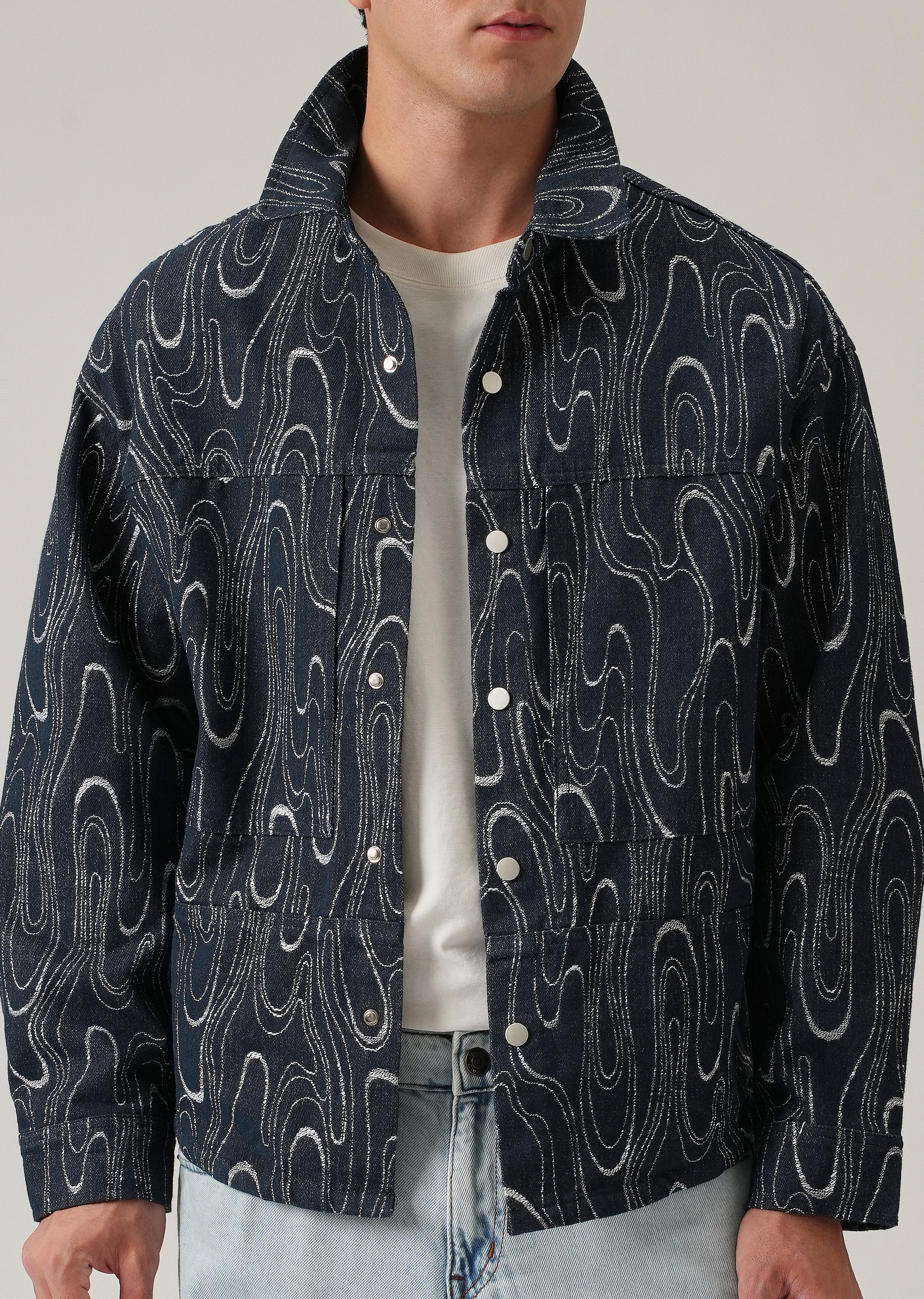 Swirl Denim Jacquard Jacket - Image 7