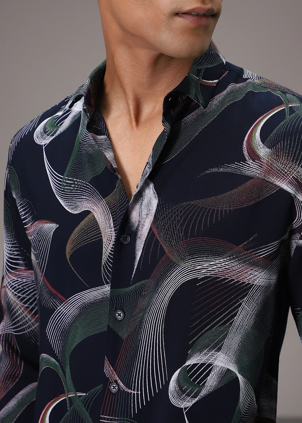 Swirl Pattern Blue Feather Shirt - Image 2