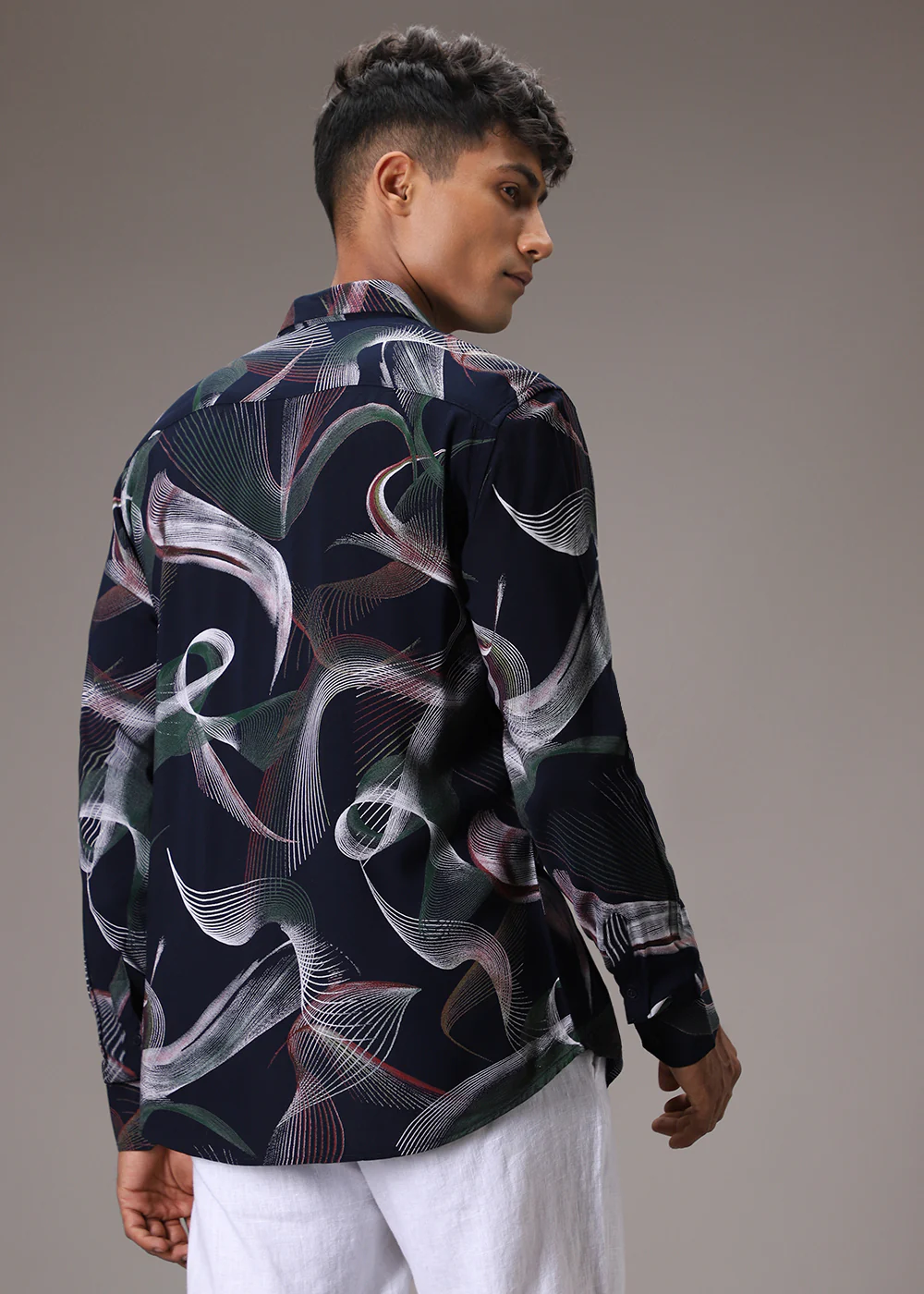 Swirl Pattern Blue Feather Shirt - Image 4