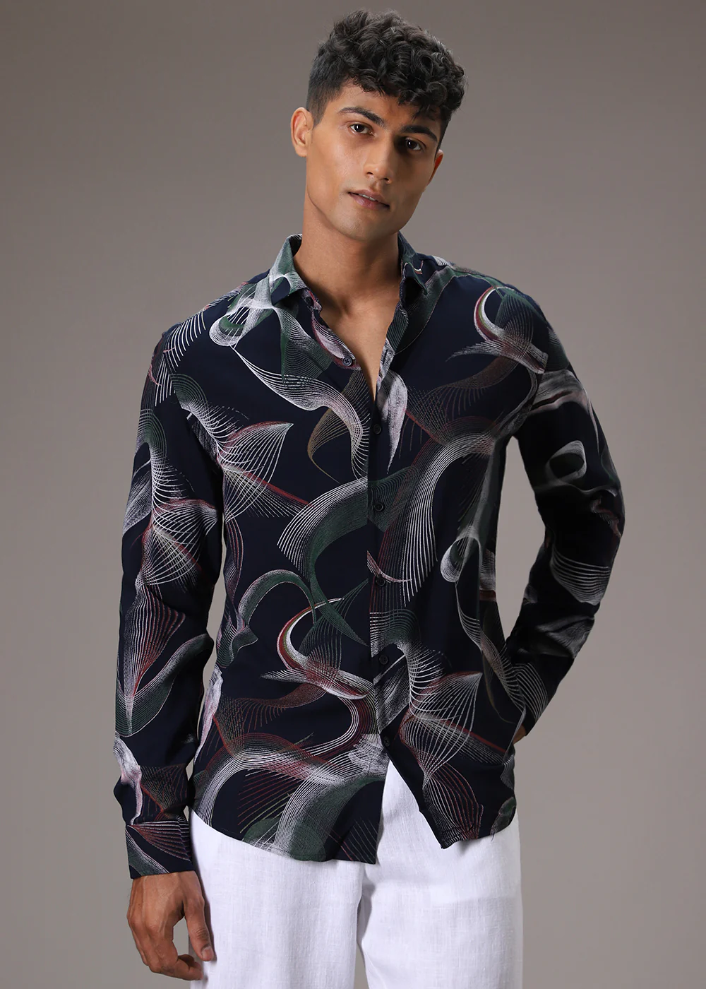 Swirl Pattern Blue Feather Shirt - Image 5
