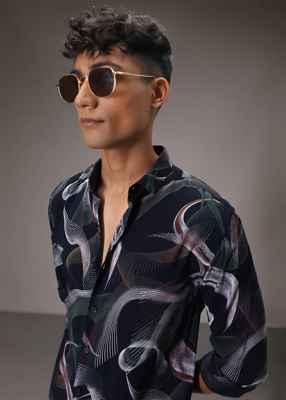 Swirl Pattern Blue Feather Shirt - Image 7