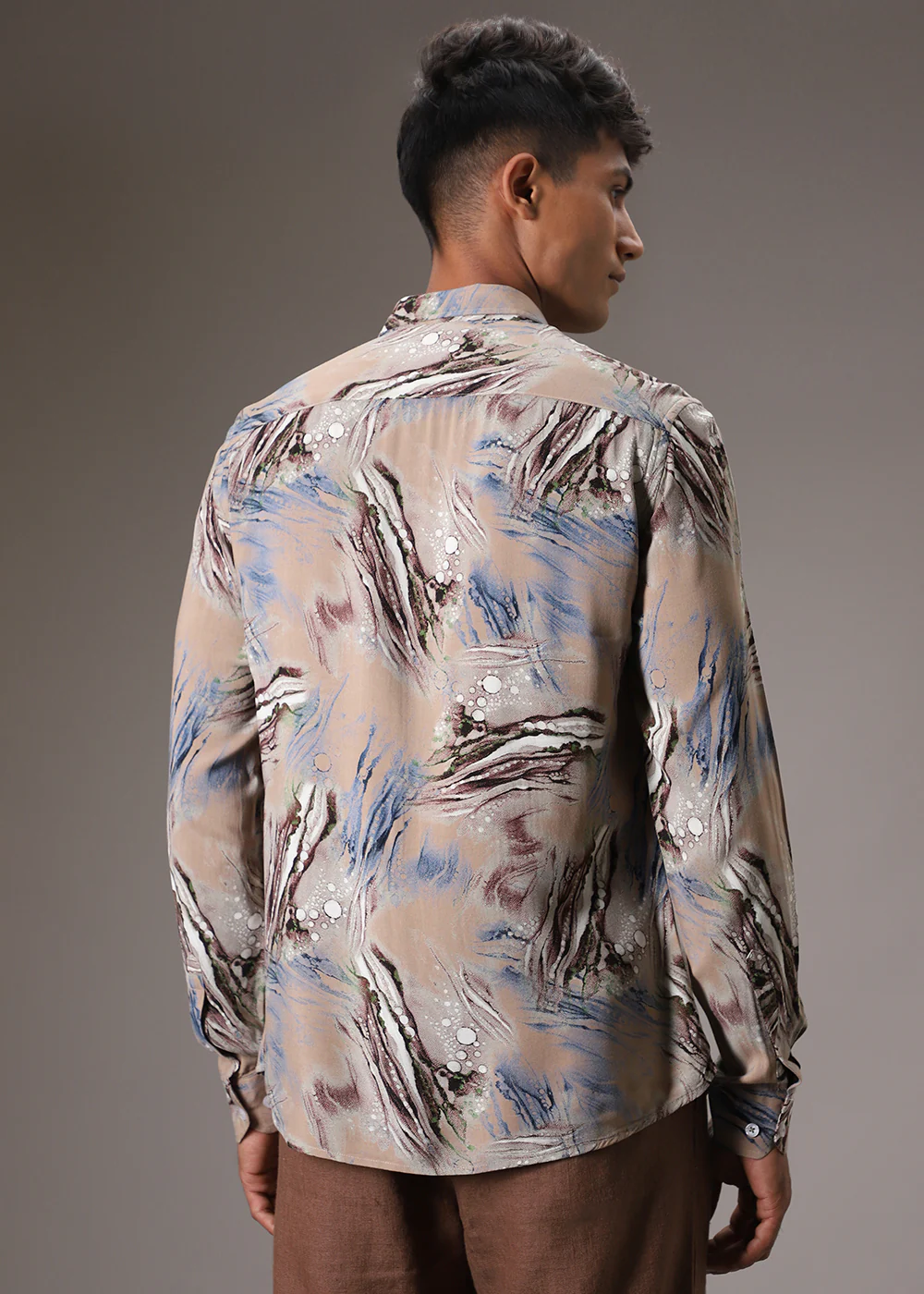 Tan Abstract Feather Shirt - Image 4