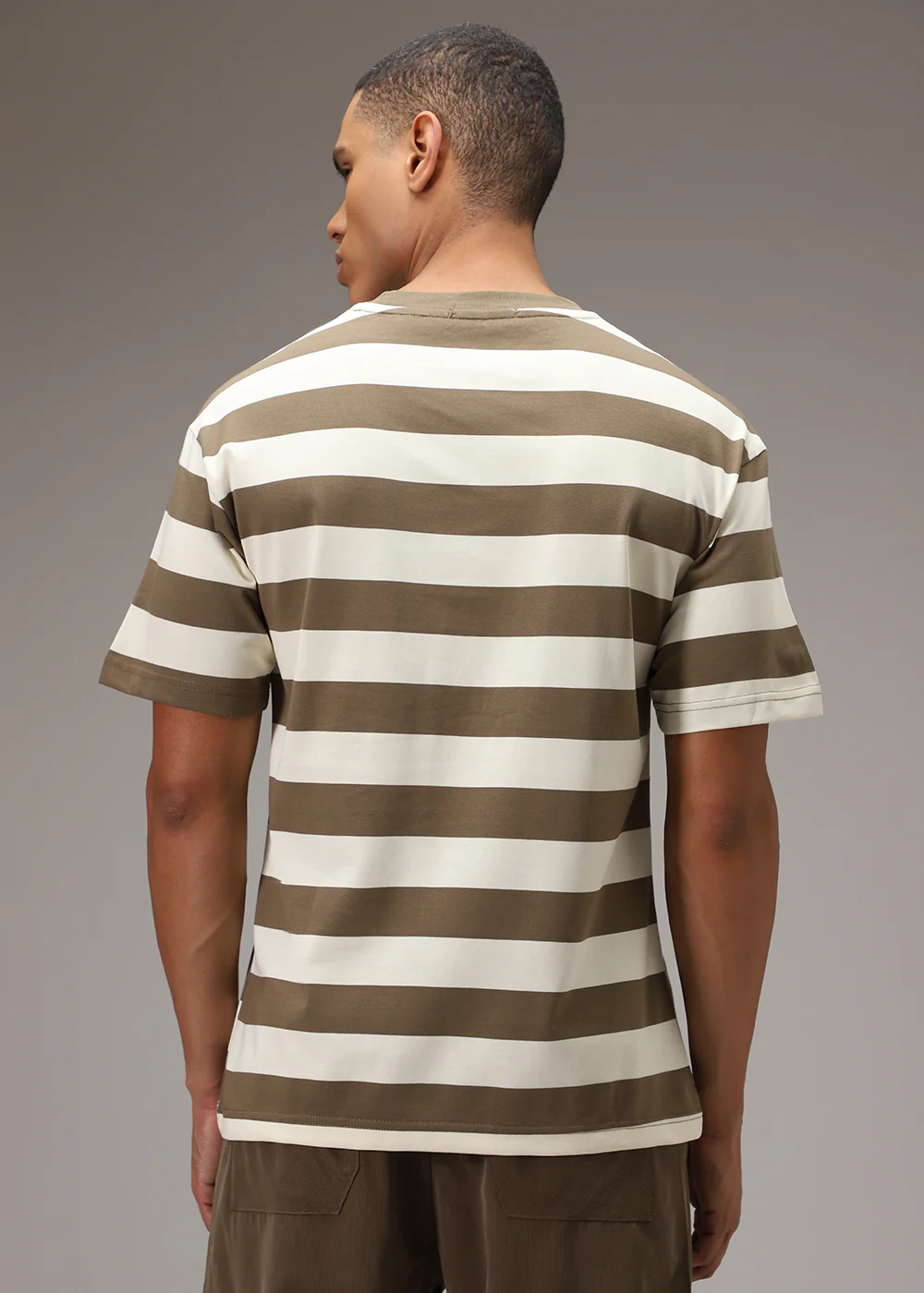 Tan And White Striped T-shirt - Image 4